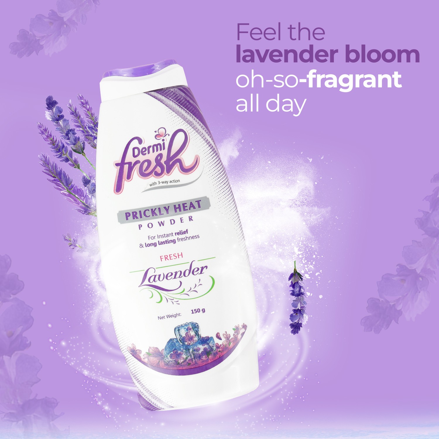 Dermi Fresh prickly heat lavander powder