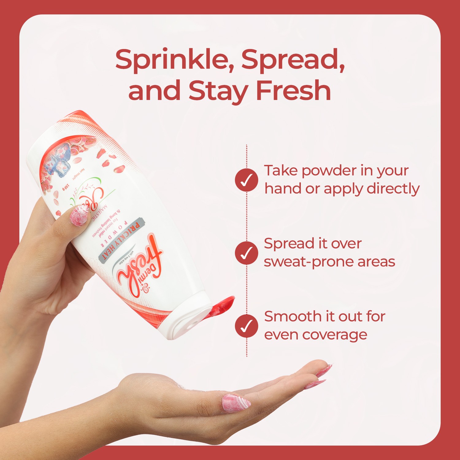 Dermi fresh prickly heat powder rose how to use details