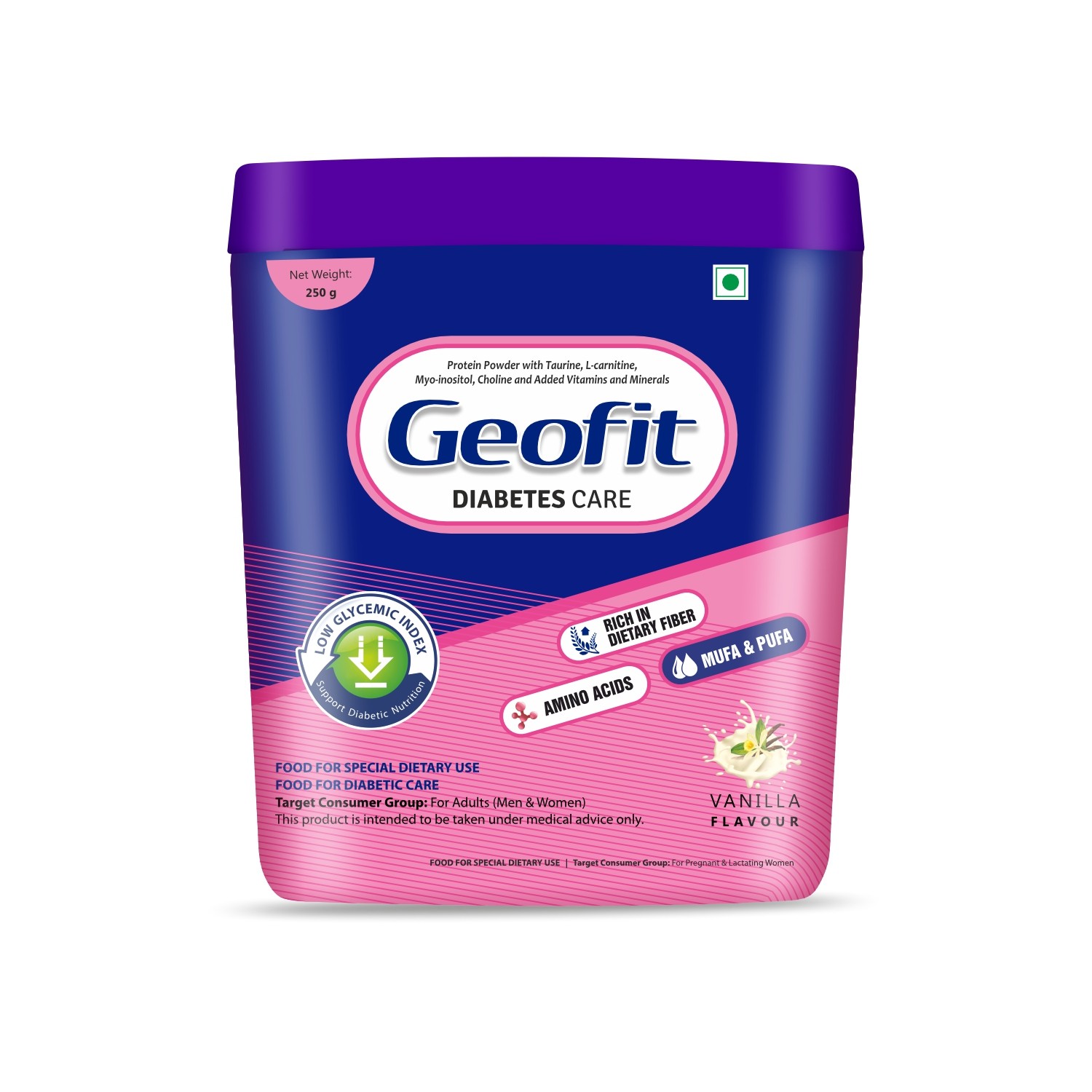 Geofit Vanilla Flavoured Diabetic Care Protein Powder  250g