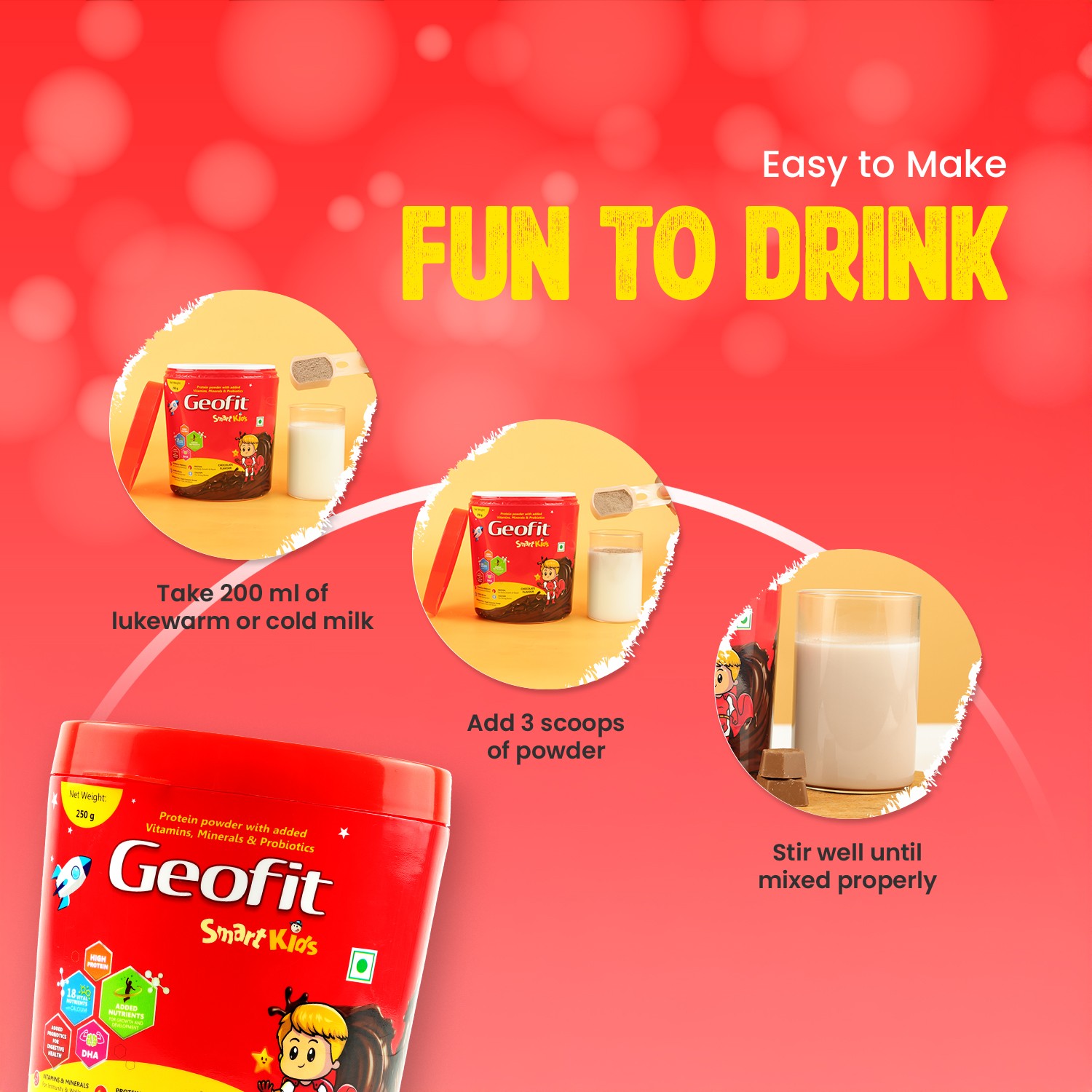 Geofit Chocolate Flavor Kids Protein Powder how to drink