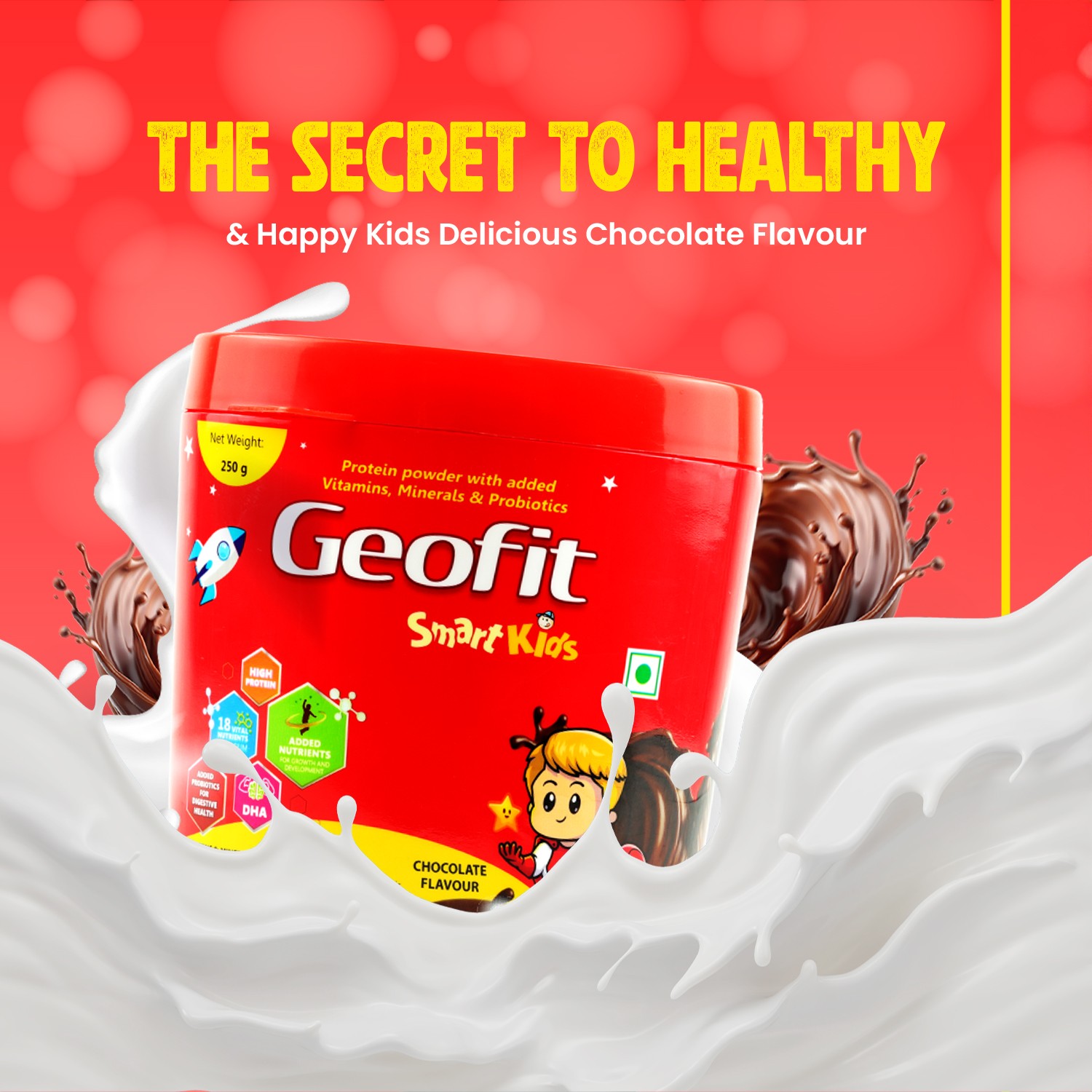 Geofit Chocolate Flavor Kids Protein Powder secret to health