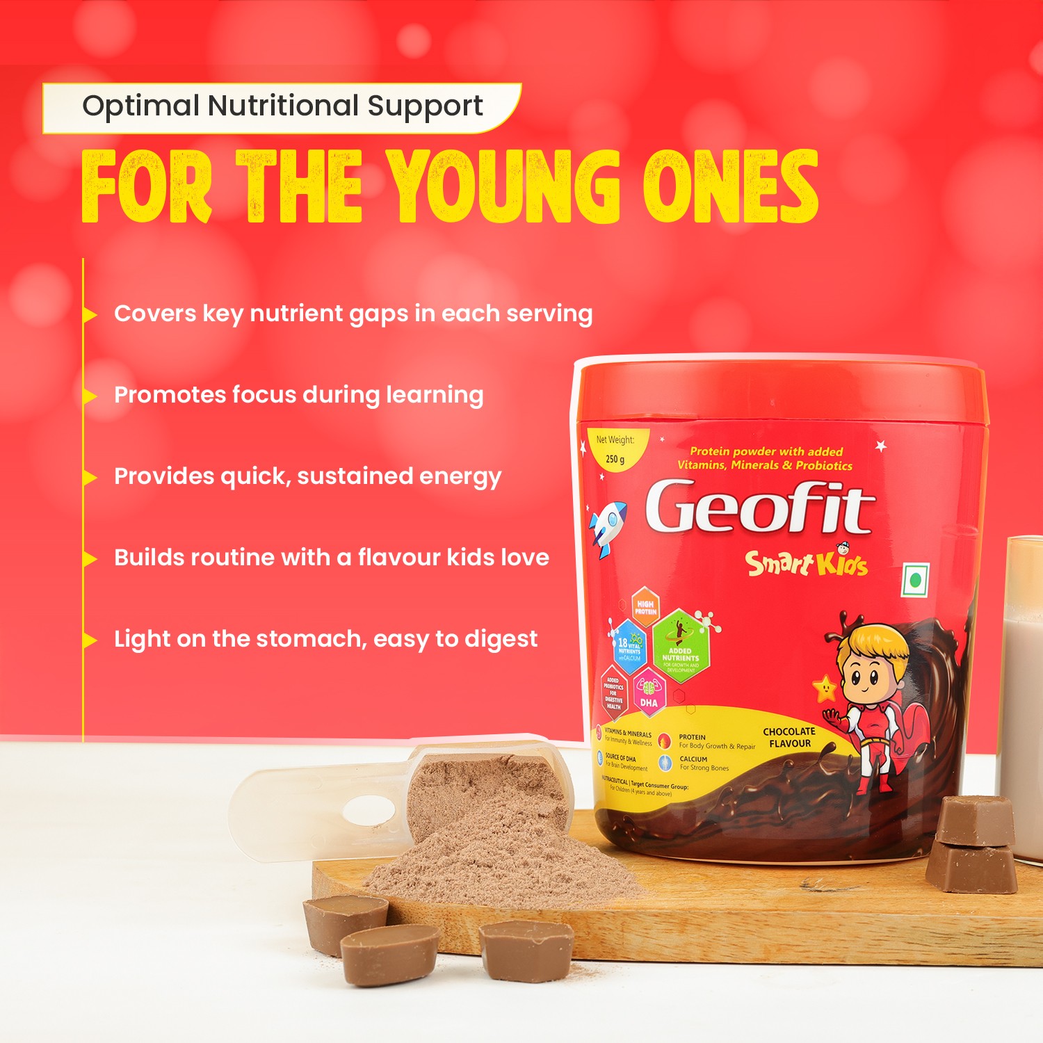 Geofit Chocolate Flavor Kids Protein Powder for young ones