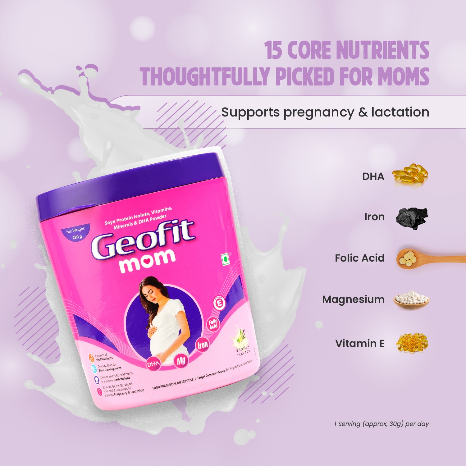 Geofit Vanilla Flavoured Mom Protein Powder ingredients