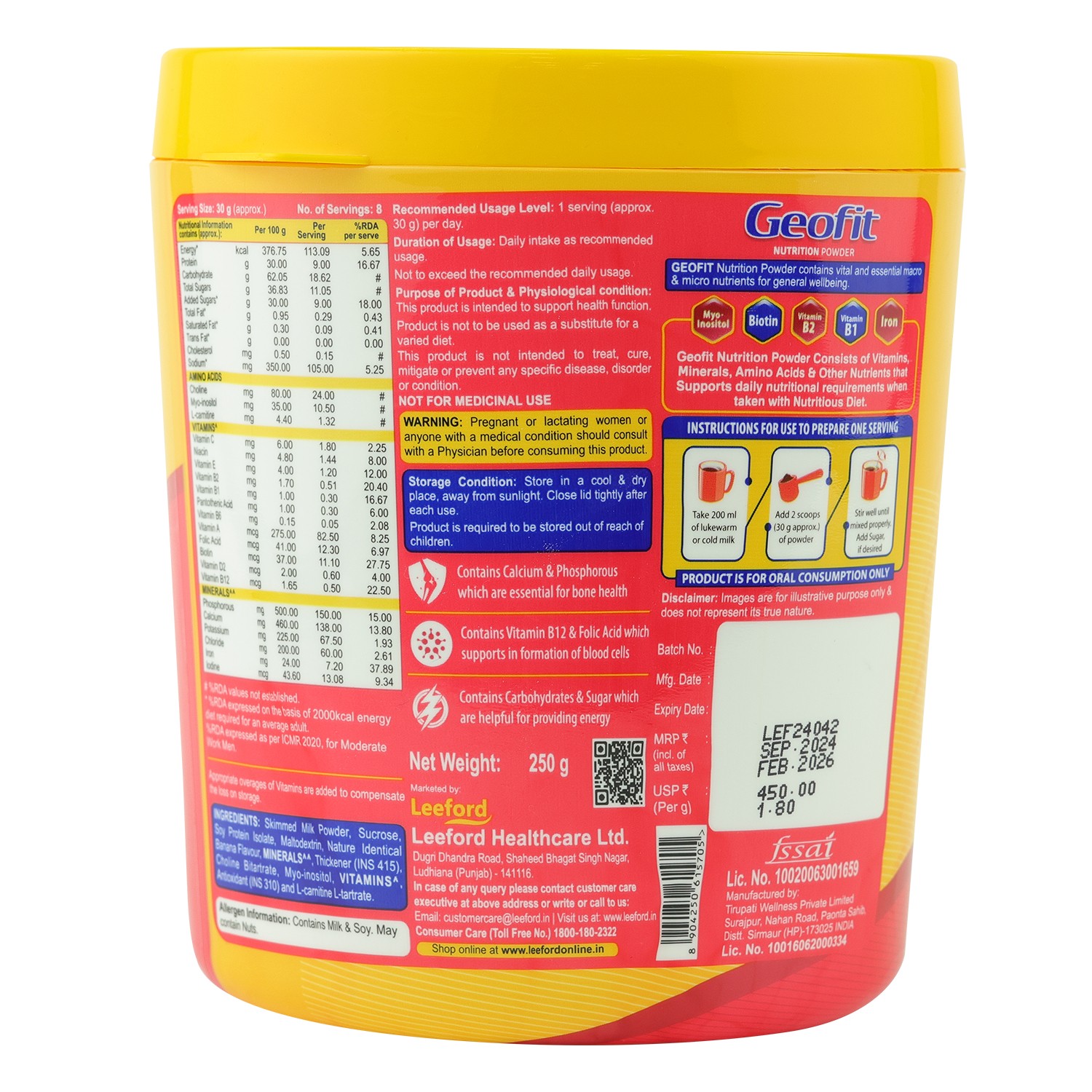 Geofit Banana Protein Powder packaging