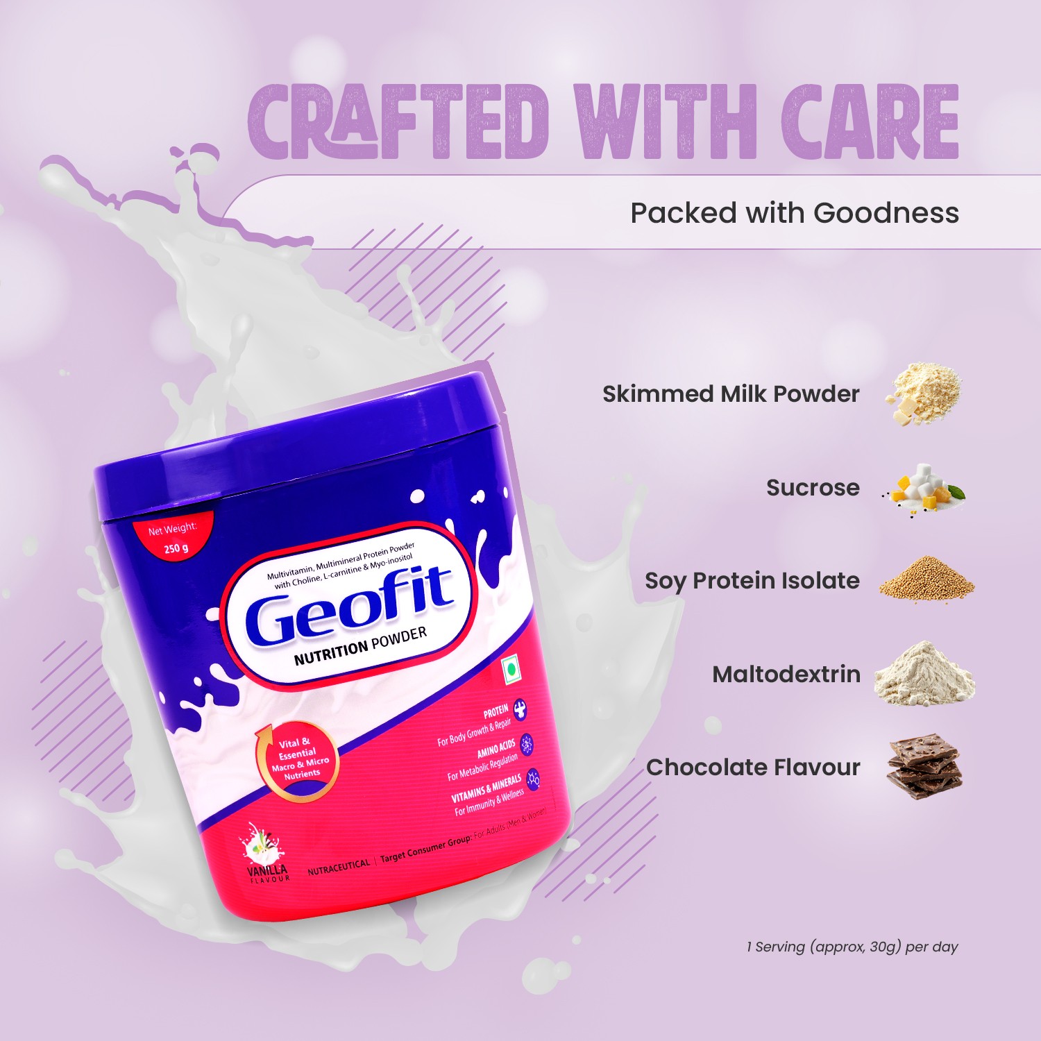 Geofit Vanilla Flavoured Nutrition Powder skimmed milk powder