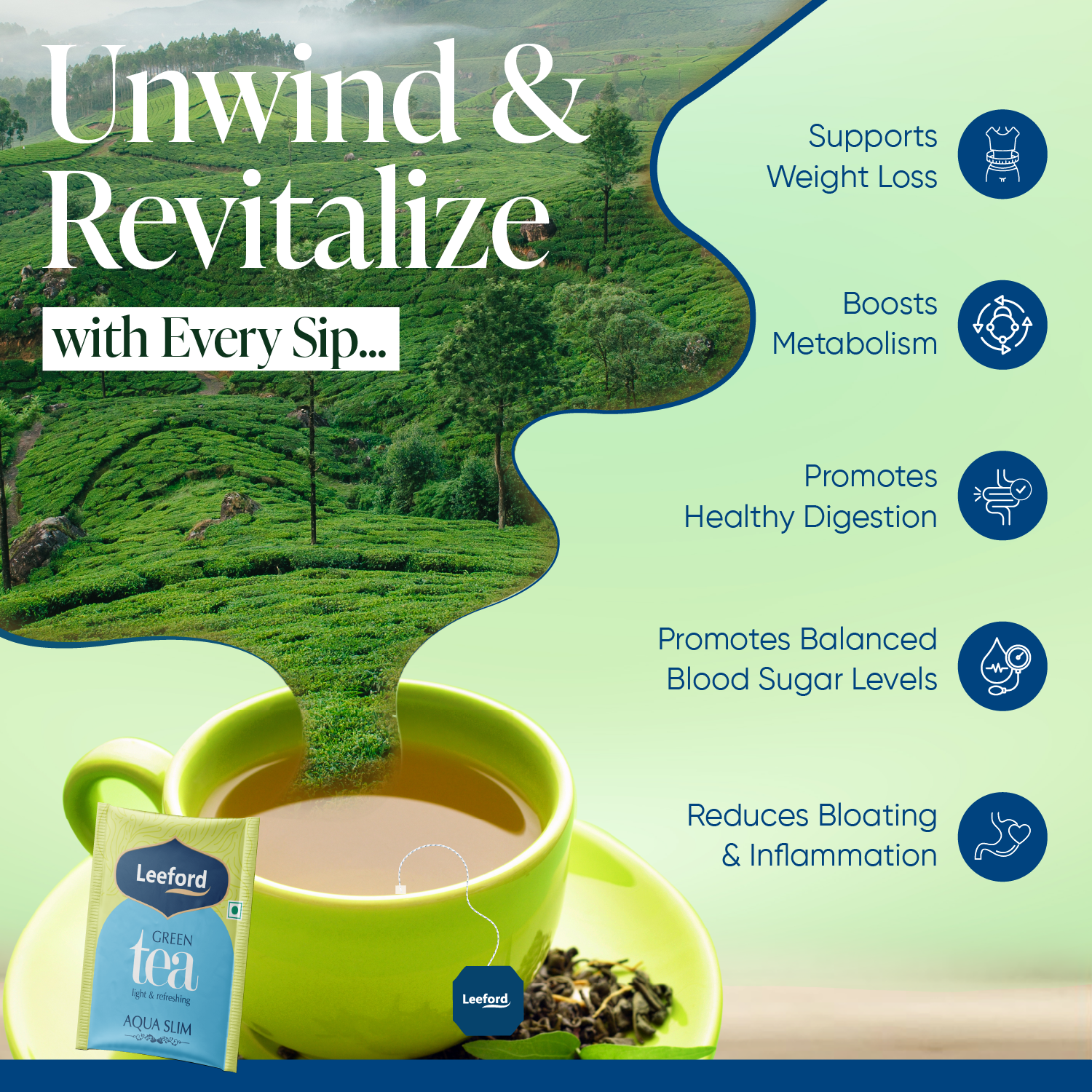 Leeford Aqua Slim Herbal Green Tea benefits