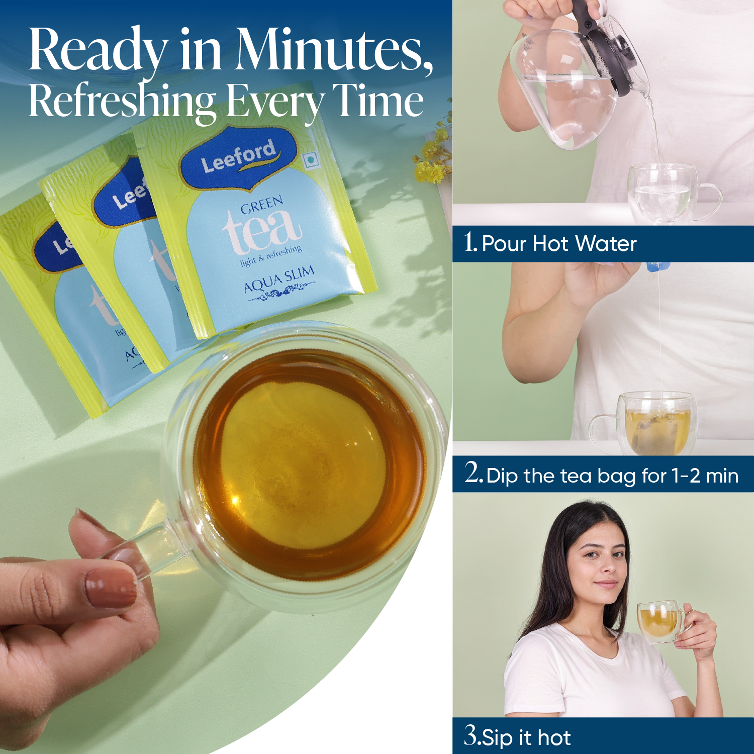 Leeford Aqua Slim Herbal Green Tea how to use guide