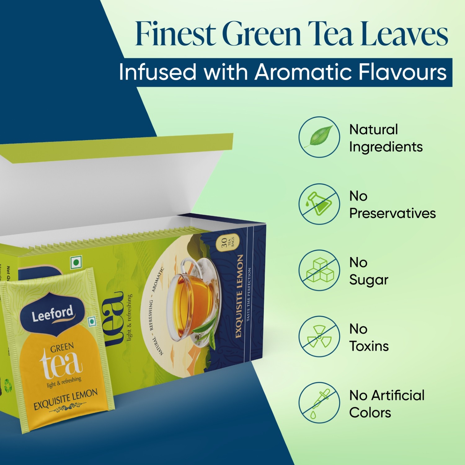 Leeford Lemon Green Tea for Weight Loss no added sugar
