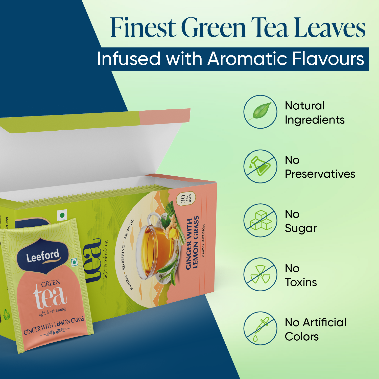 leeford ginger with lemon grass green tea no sugar no toxins