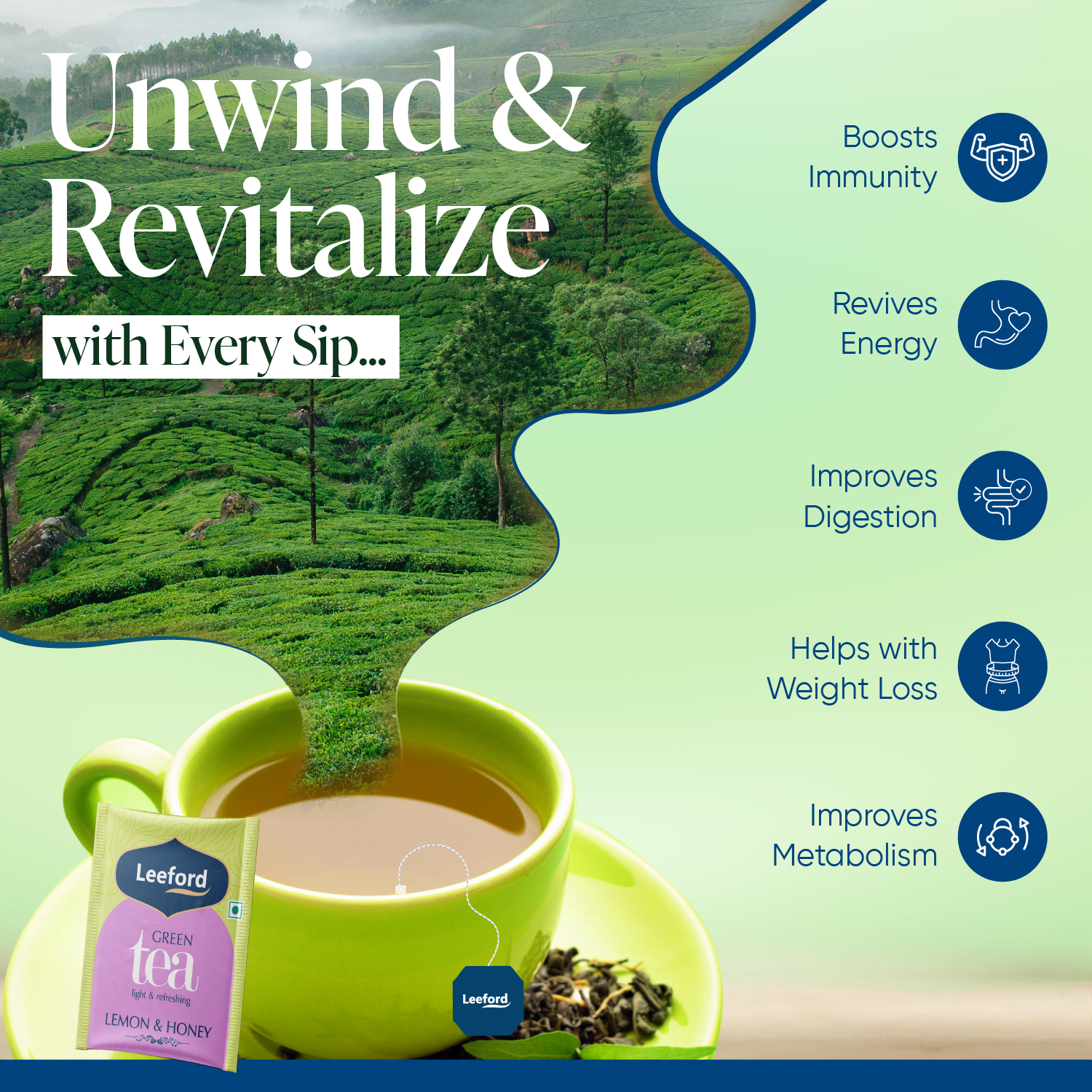 Leeford Green tea with lemon and honey benefits