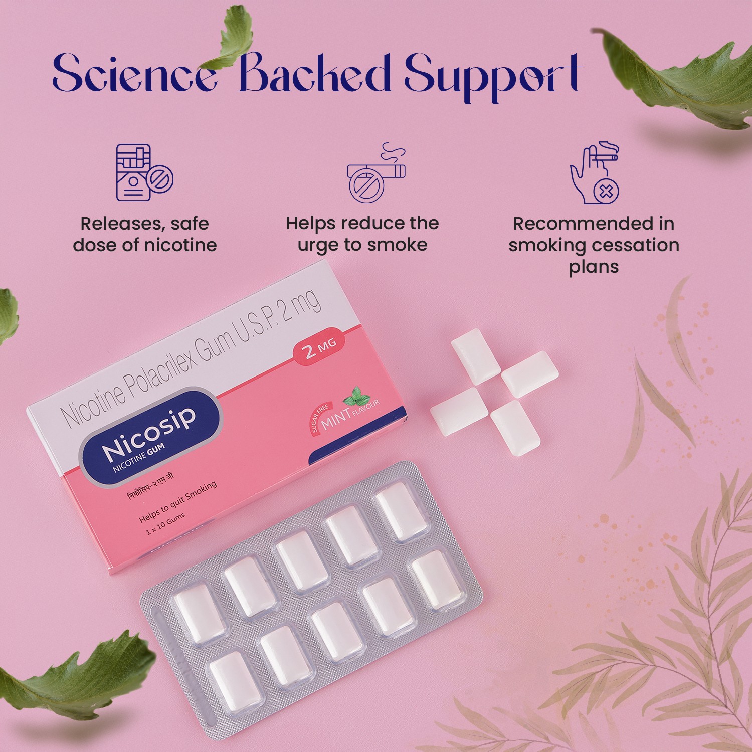 Nicosip Gum 2mg For Quit Smoking