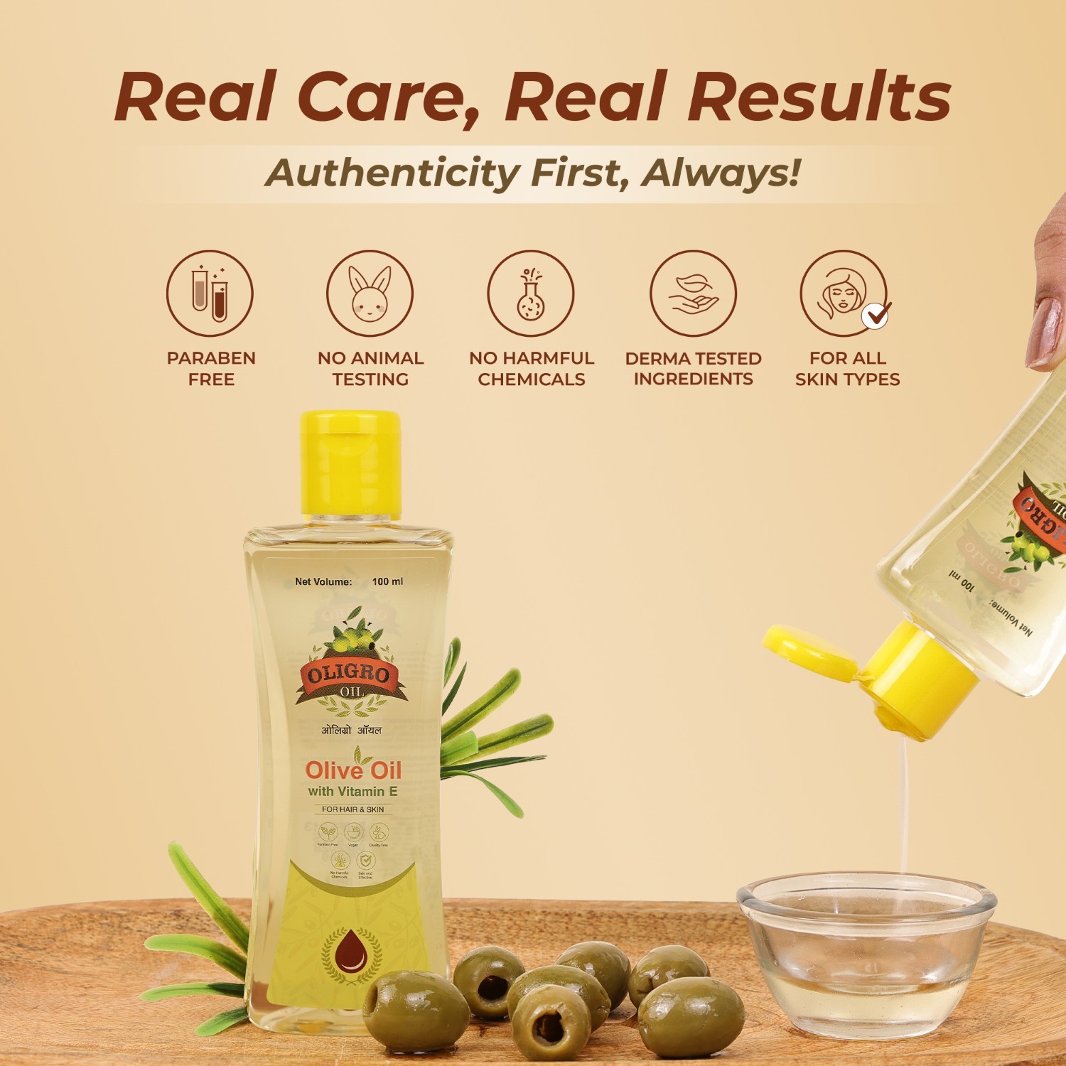 Oligro Olive Oil with Vitamin-E paraben free derma tested
