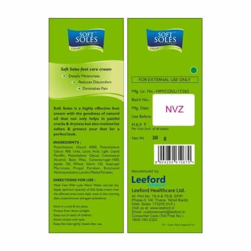 Soft Soles Intensive Foot Care Cream for Cracked Heels Backside  Packaging