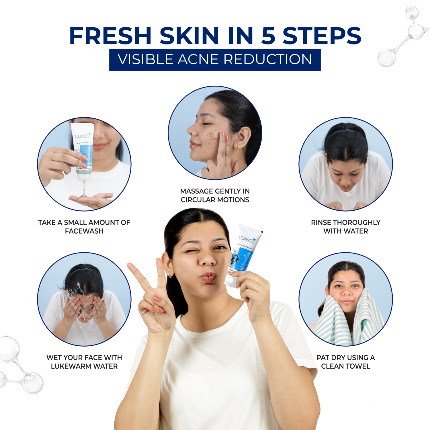 Clinsol Anti-acne Charcoal Face Wash Fresh Skin In Five Steps