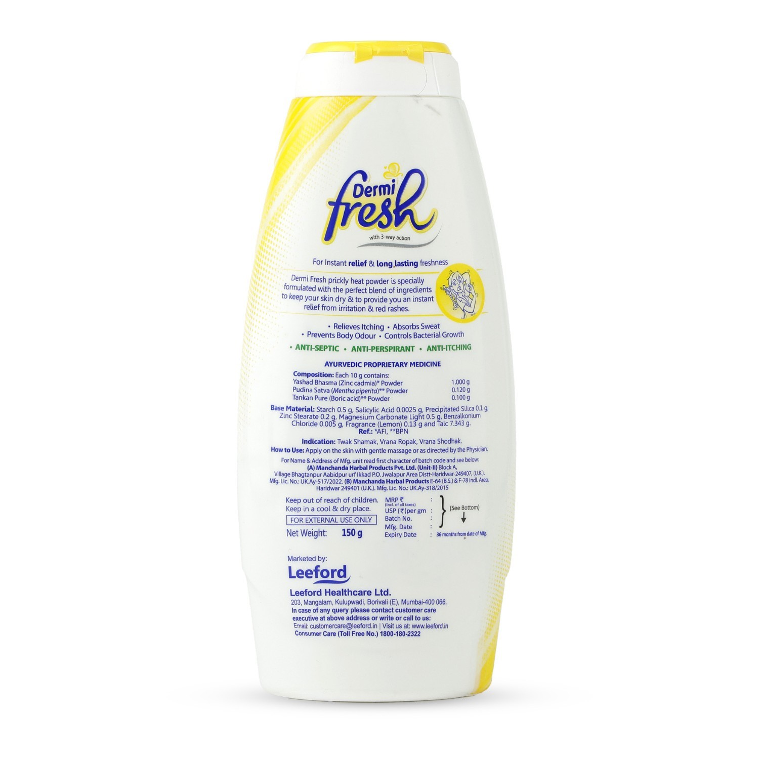 Dermi fresh prickly heat powder with lemon fragrance