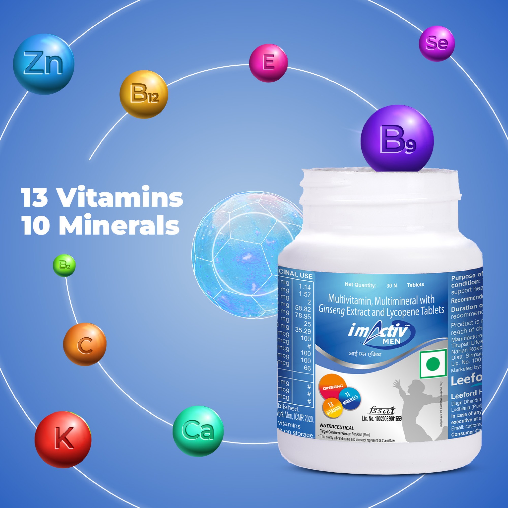 IM Activ Multivitamins for Men with thirteen vitamins