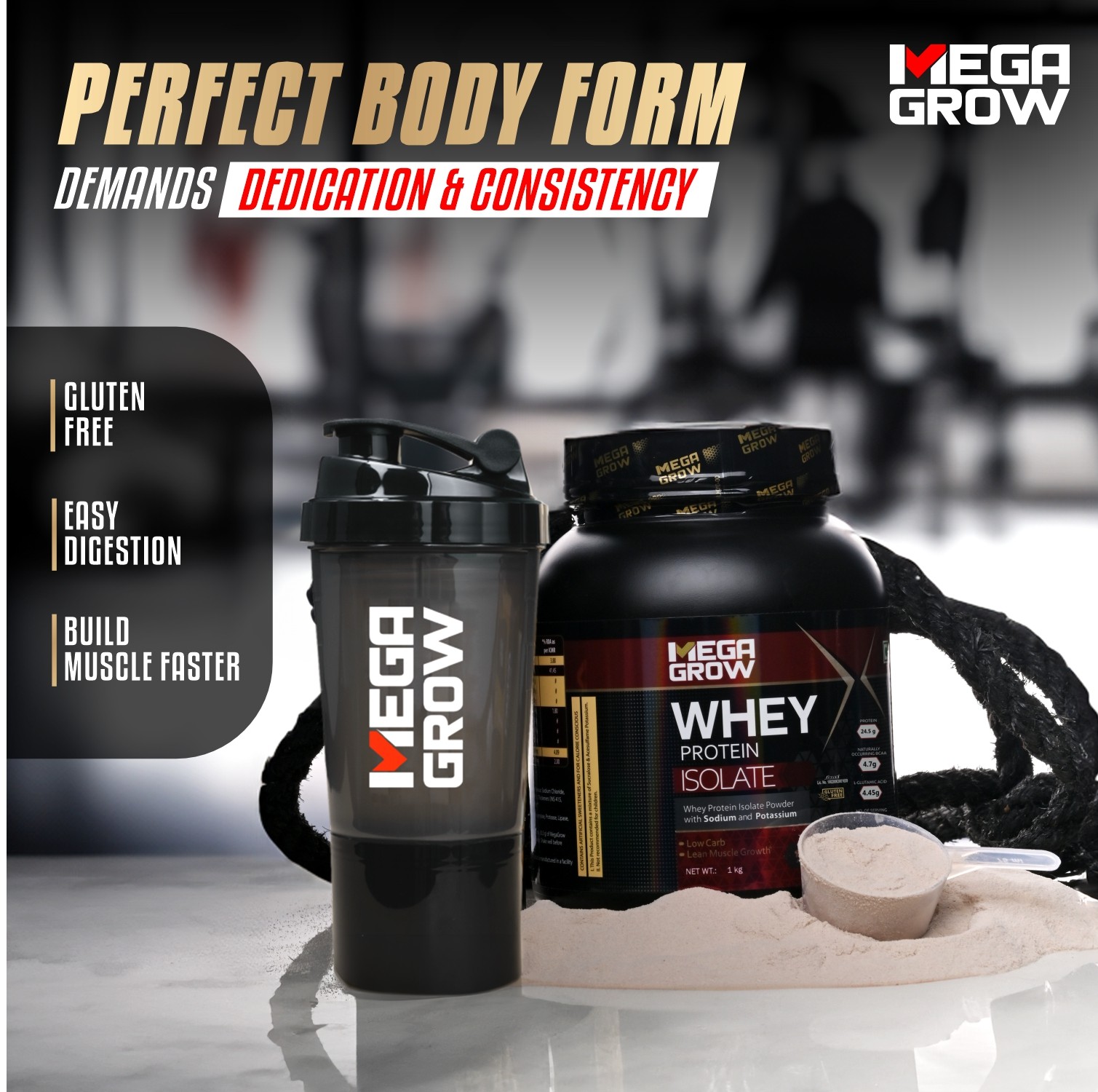 Megagrow Isolate Whey Protein Powder Perfect Body Form