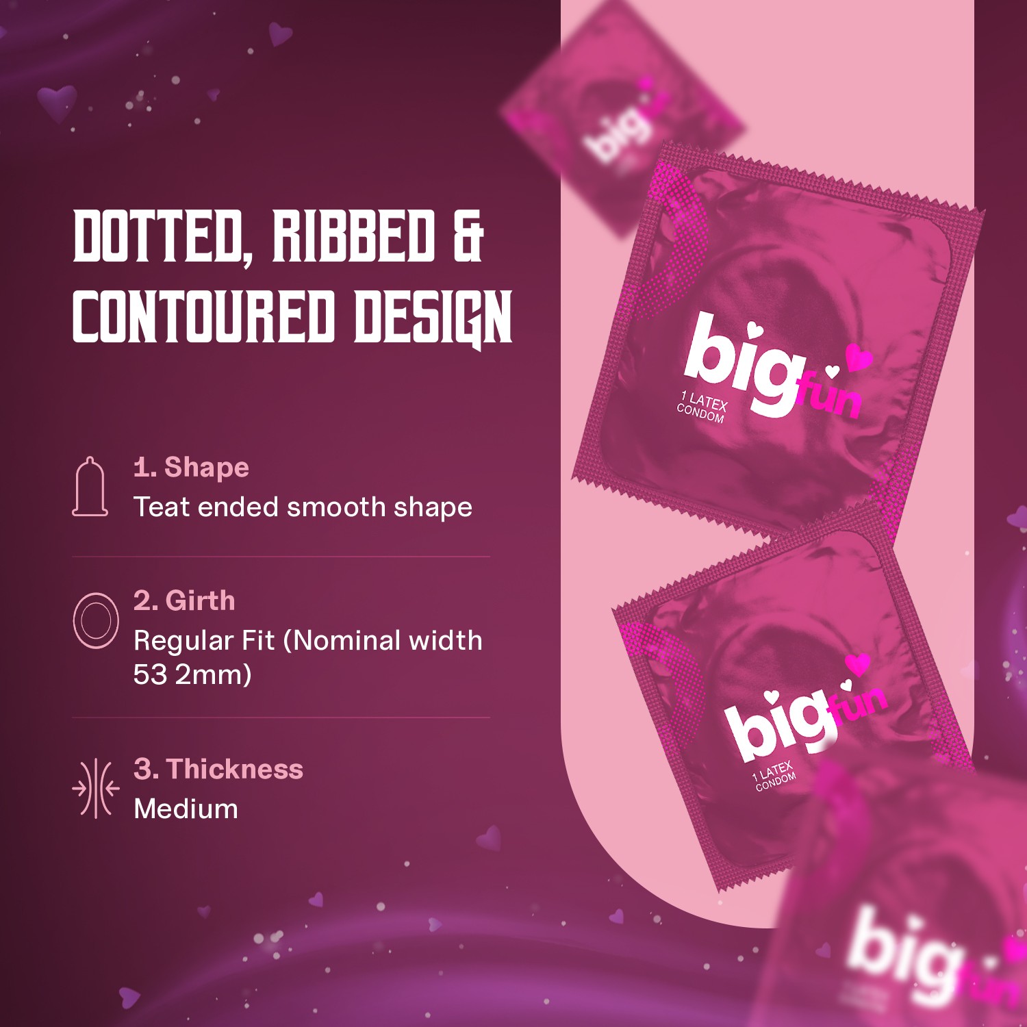 Bigfun Bubblegum Flavoured Condom Design