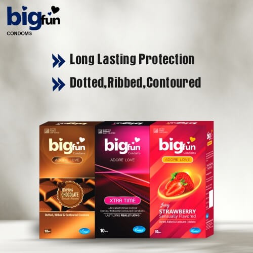 Bigfun Condom Bubblegum Strawberry and Chocolate Flavored Pack Good Experience Protection