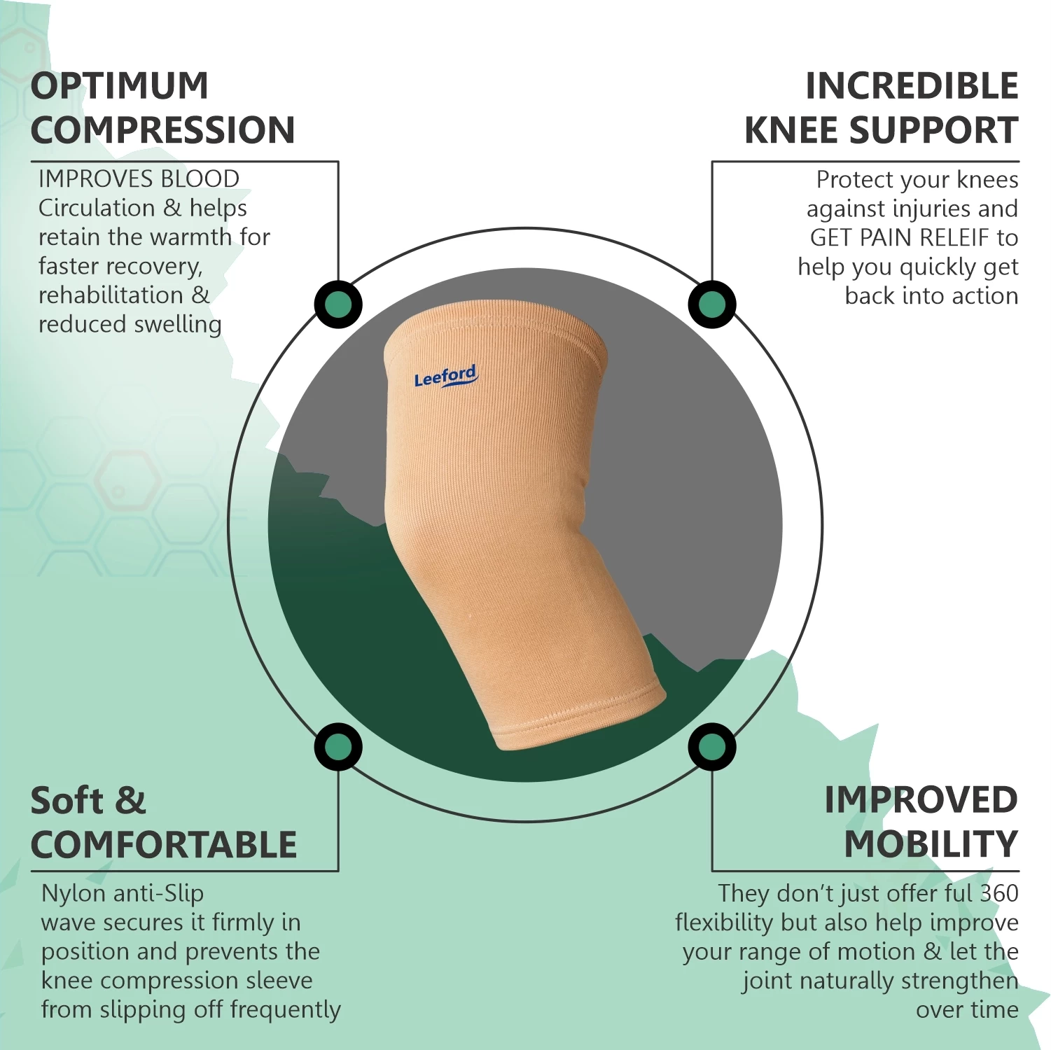 Leeford Knee Cap Beige Optimum Compression