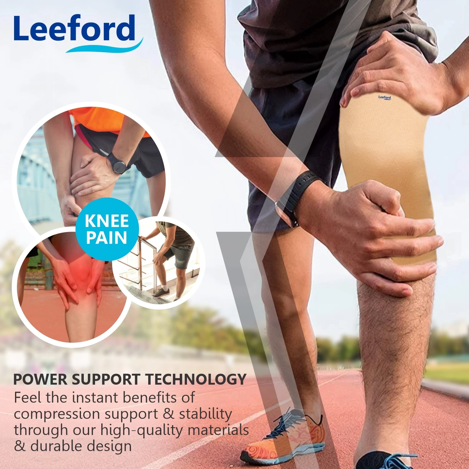 Leeford Knee Cap Beige Power Support Technology