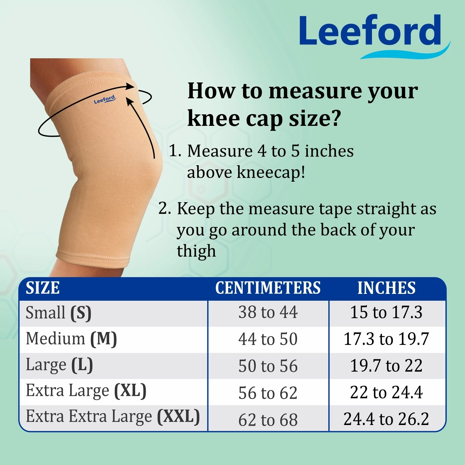 Leeford Knee Cap Beige Knee Cap Size