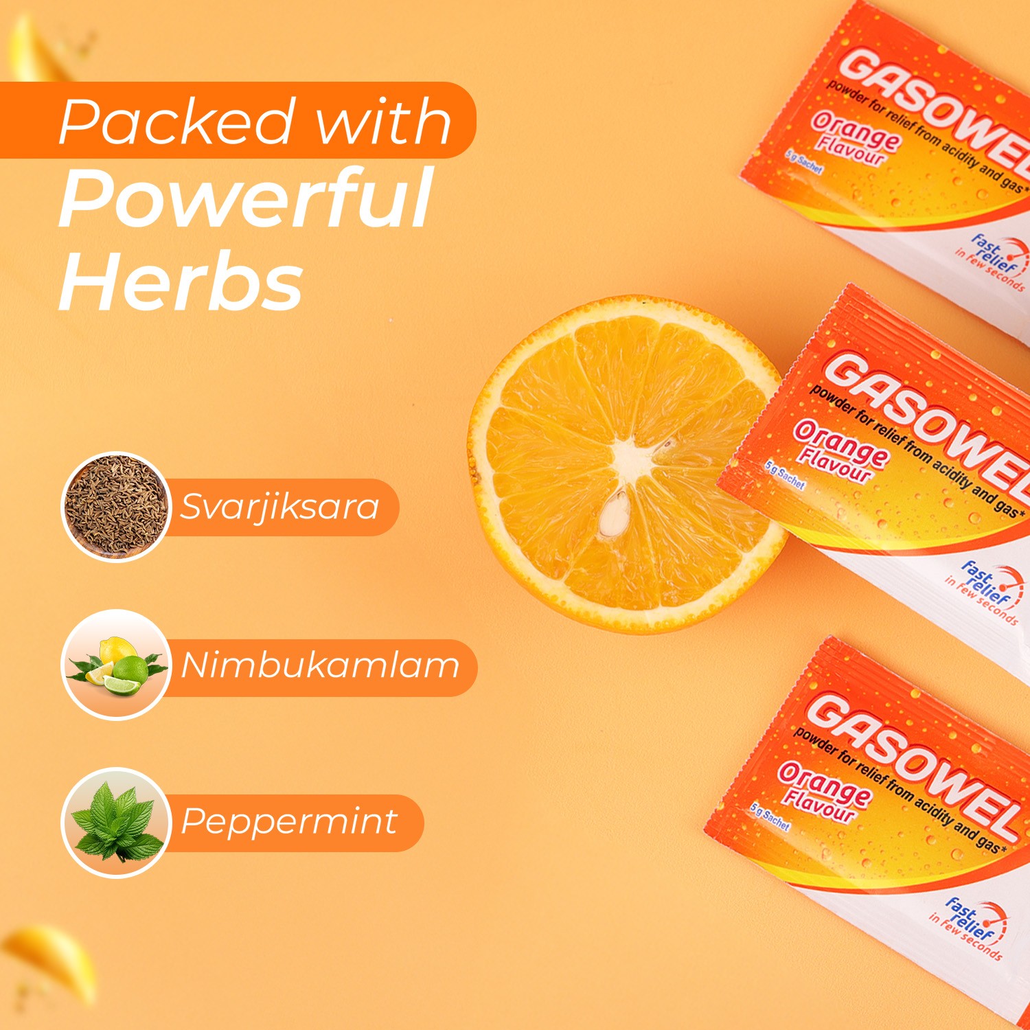 Gasowel orange flavor powder  all ingredients
