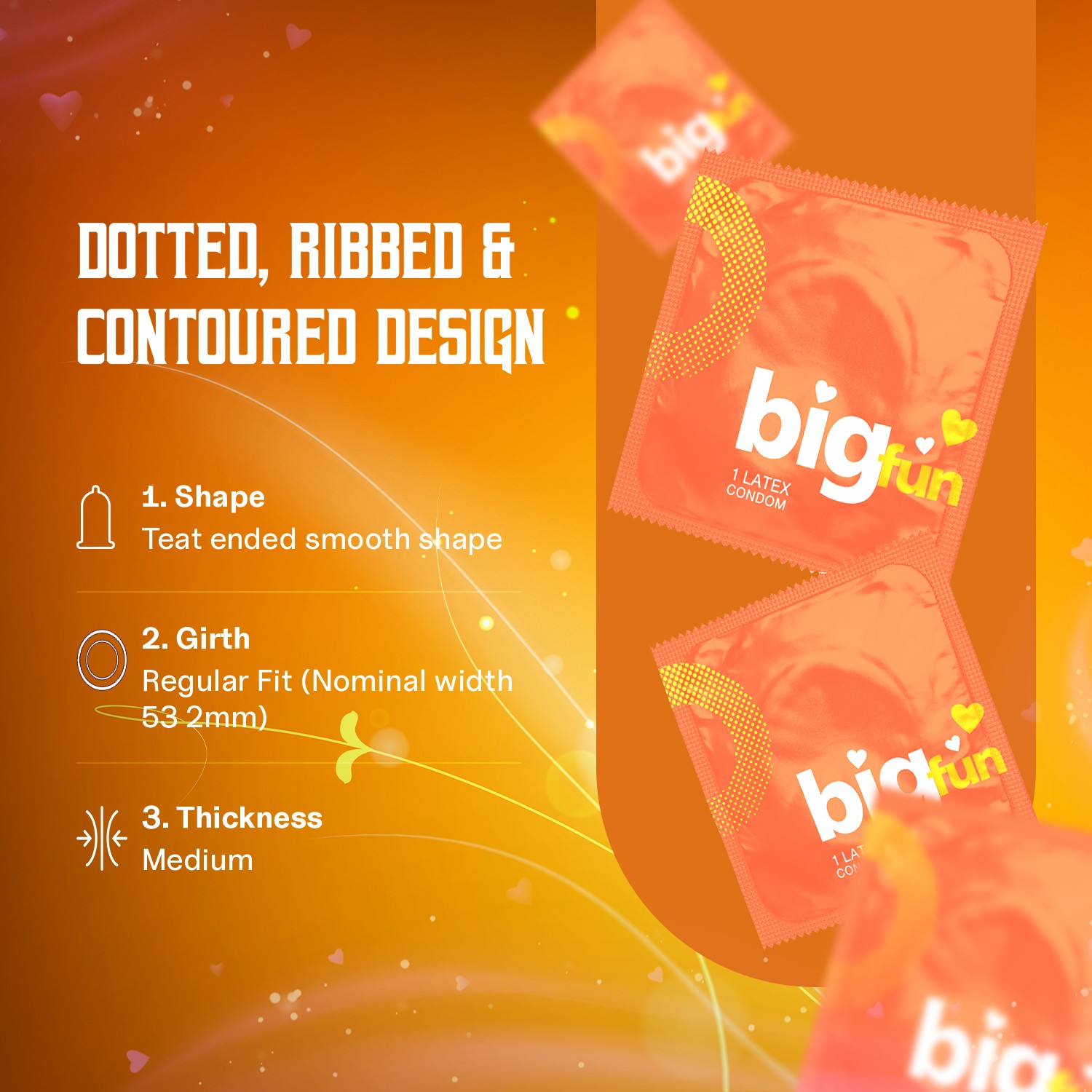 Bigfun Butter Scotch Flavored Condom Design