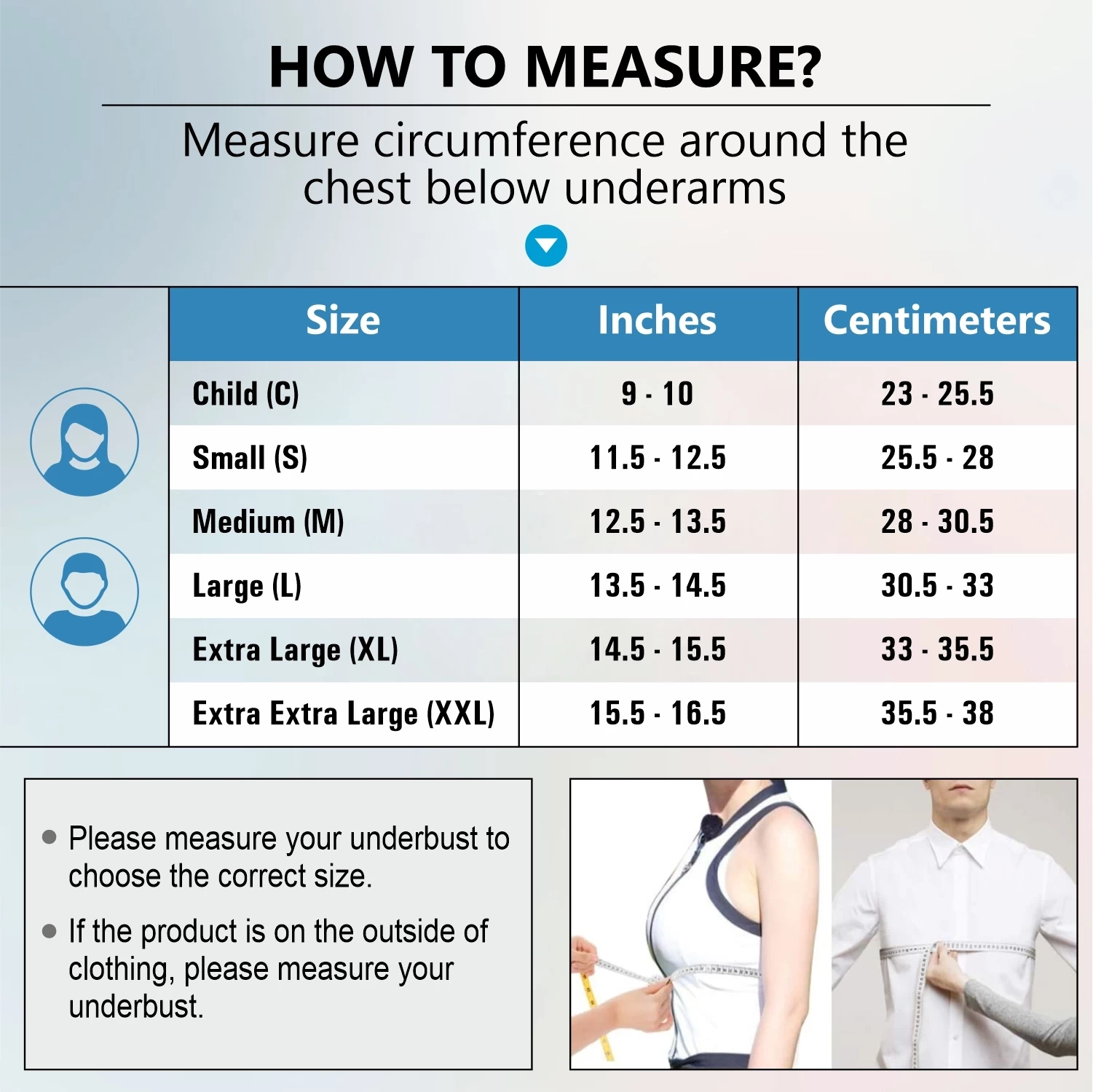 Leeford Baggy Arm Sling for Men and Women  Size Chart
