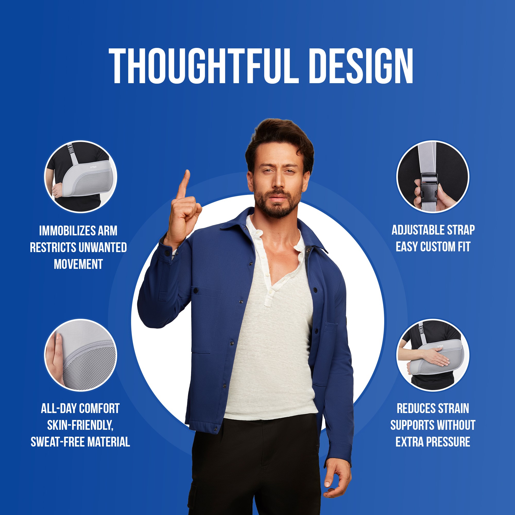 arm sling pouch design benefits like adjustable strap sweat free material