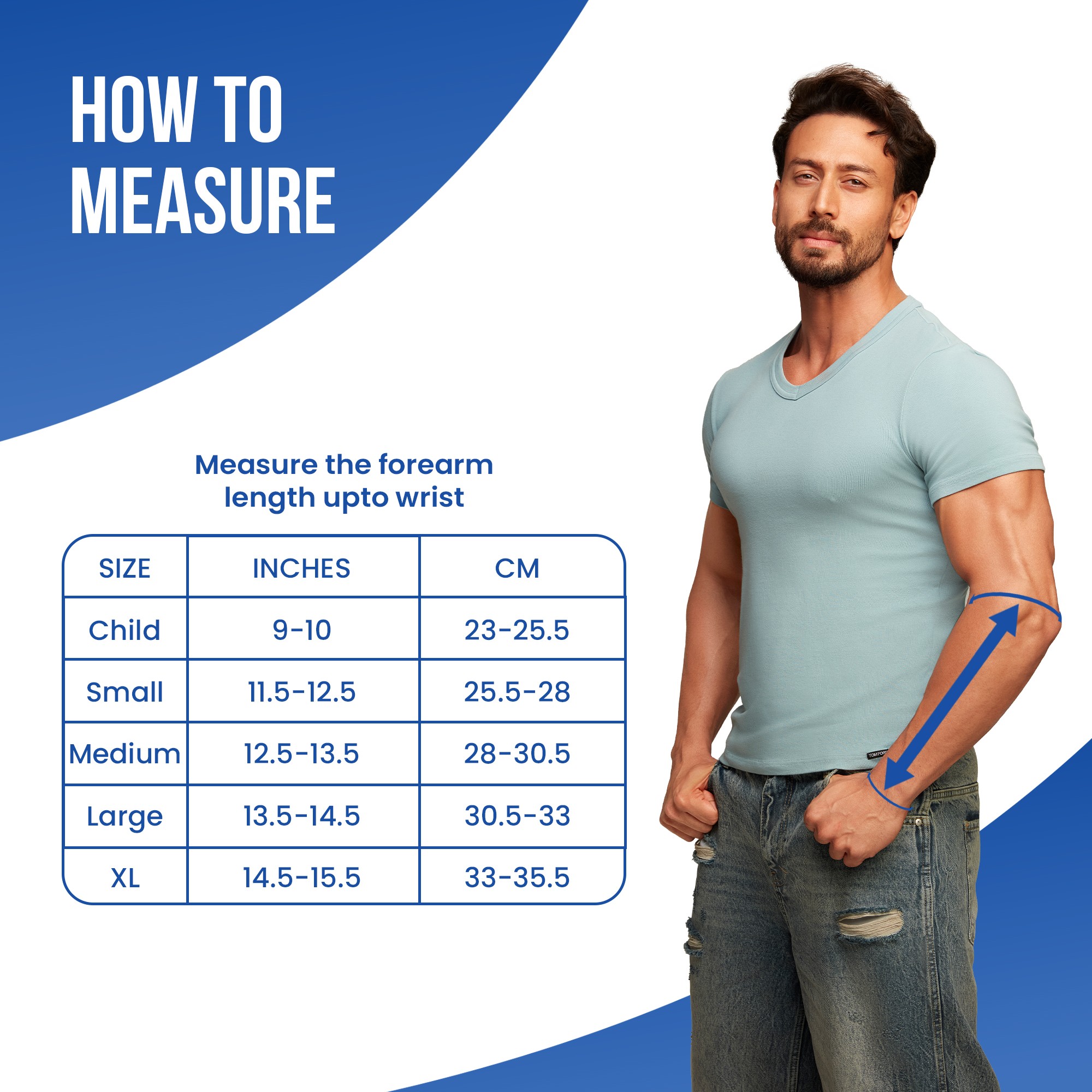 arm sling pouch size measurement chart details
