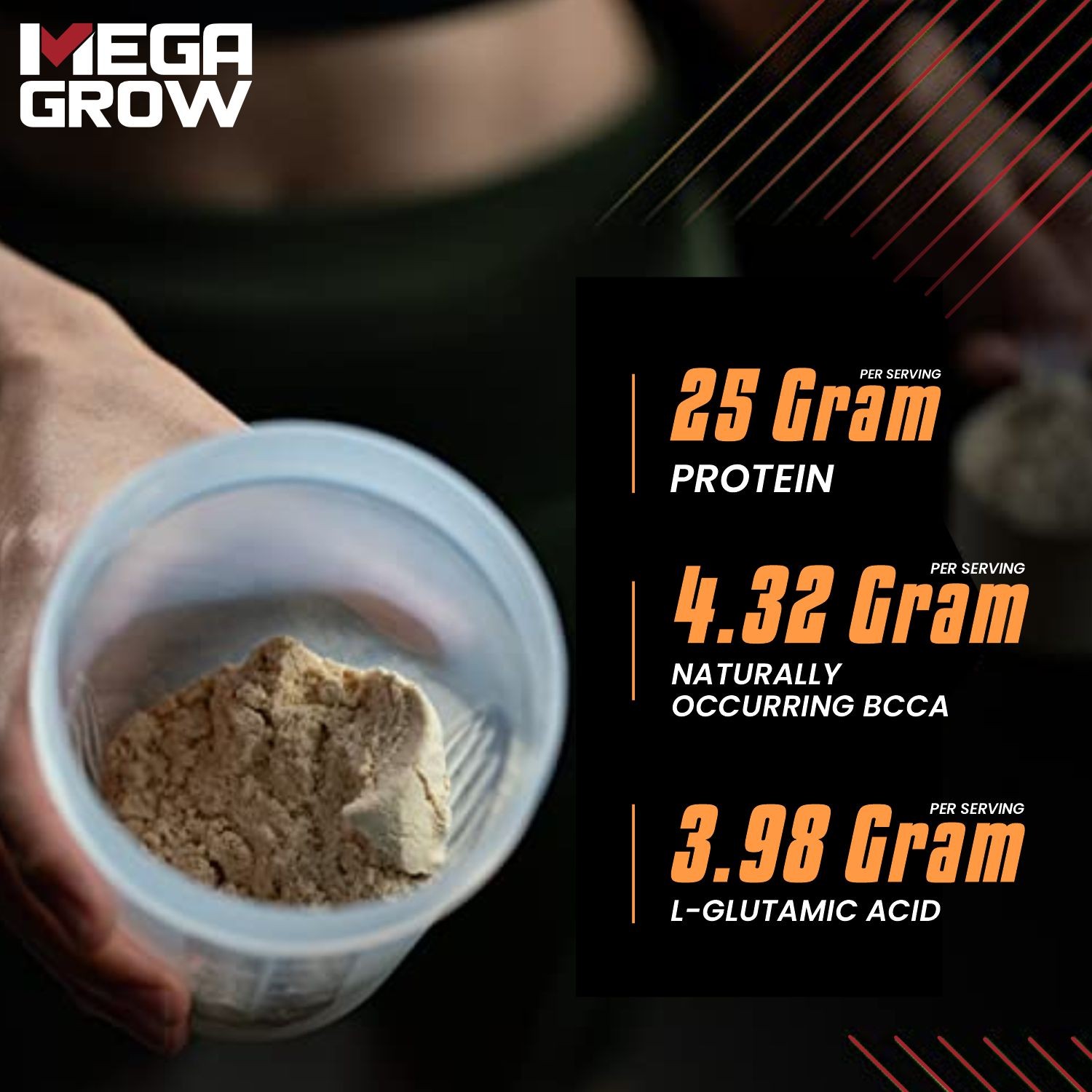 Megagrow Isolate Whey Protein Powder Cookies and Cream Flavor with Shaker More Features