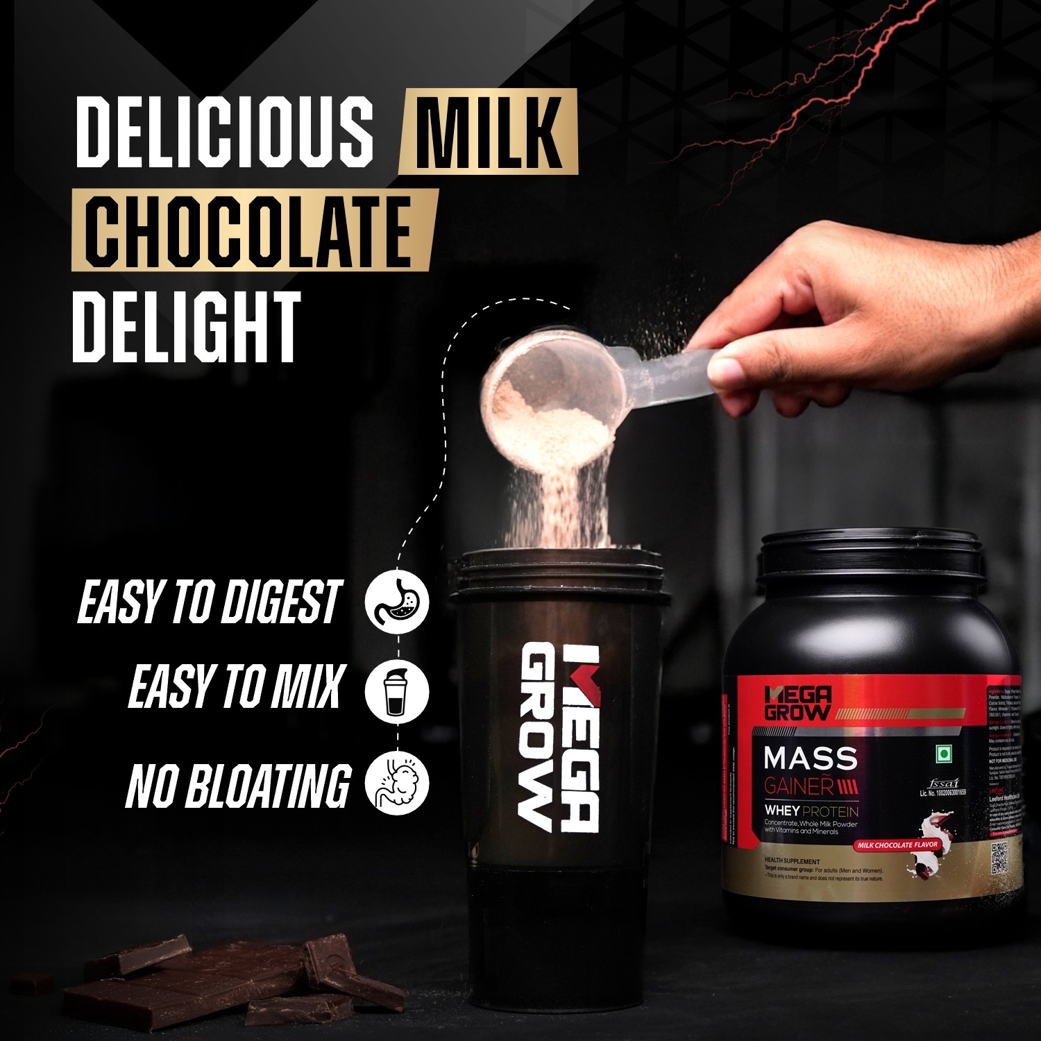 Megagrow Mass Gainer Milk Chocolate Flavour with Shaker  SmoothBlend