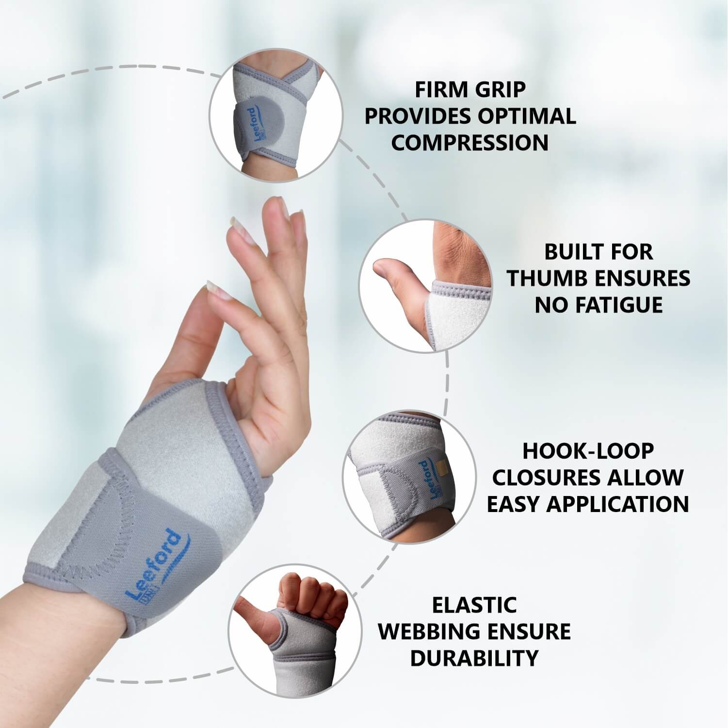 Leeford Wrist Brace Neoprene with Thumb Support Unisex Main Features