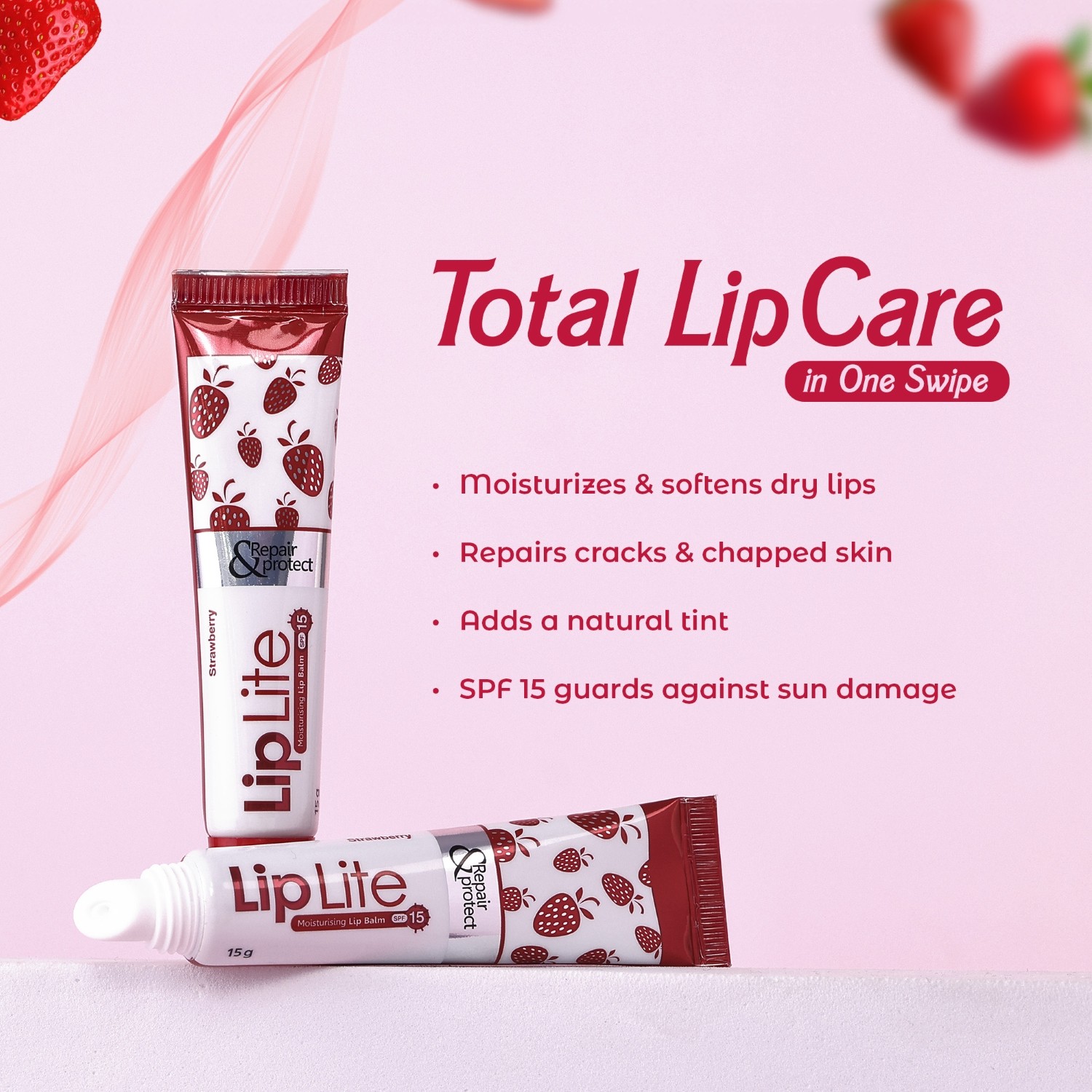 Leeford Lip Lite Lip Balm with SPF15 Strawberry Flavor Benefits