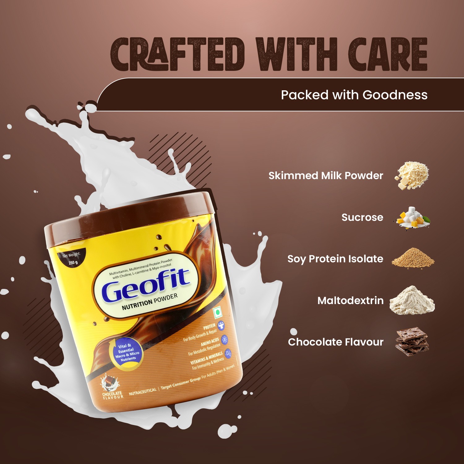 Geofit Chocolate Protein Powder with soy protein isolate