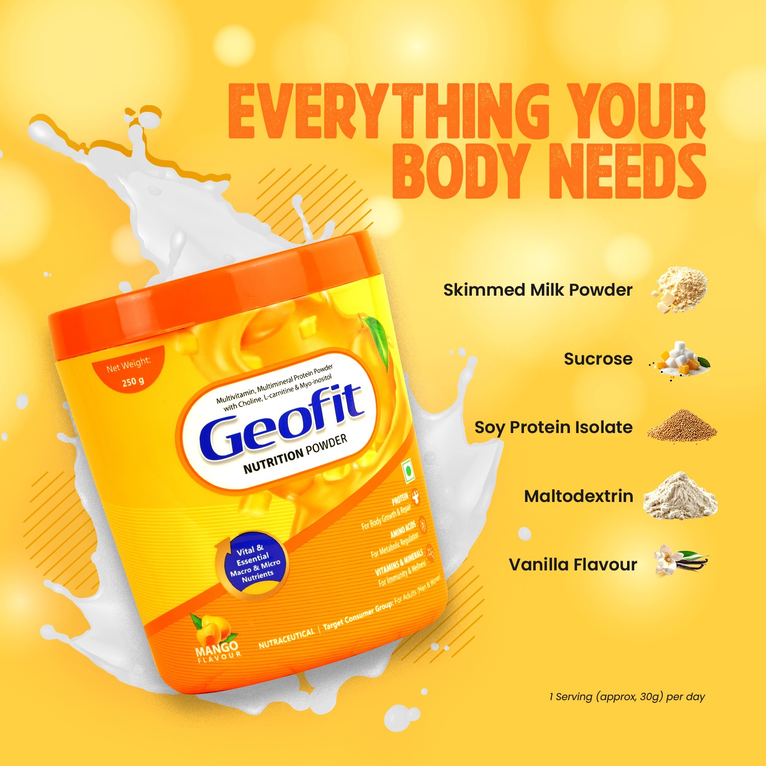 Geofit Mango Nutrition Powder ingredients