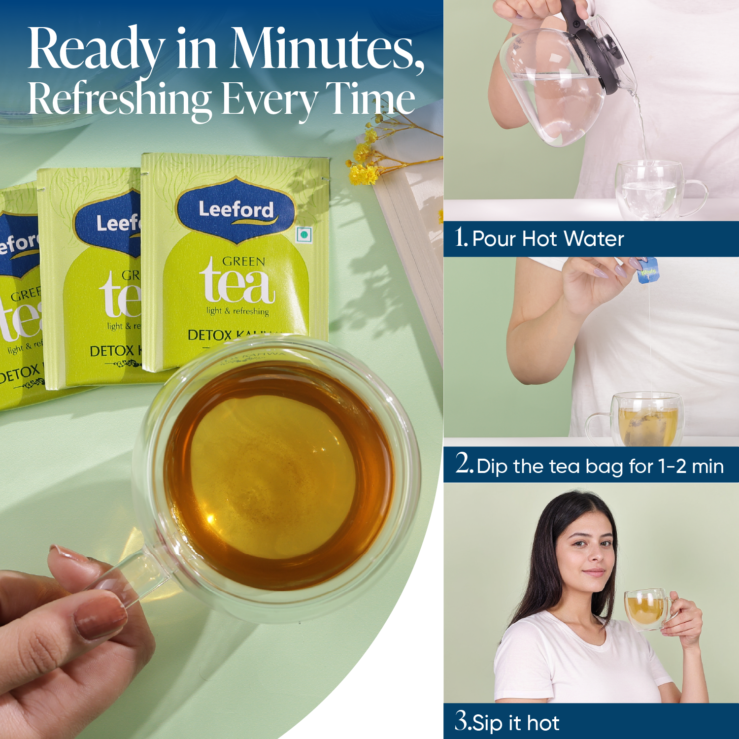 Leeford Green Tea Detox Kahwa how to use