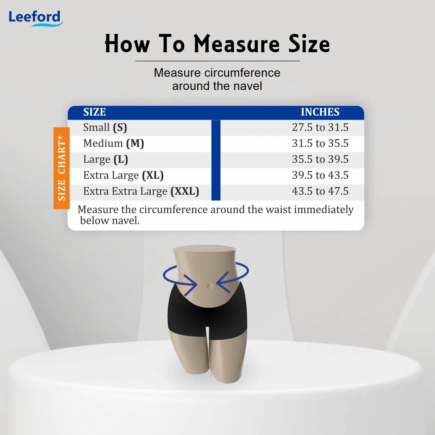 Leeford Lumbo Sacral Belt Size Chart