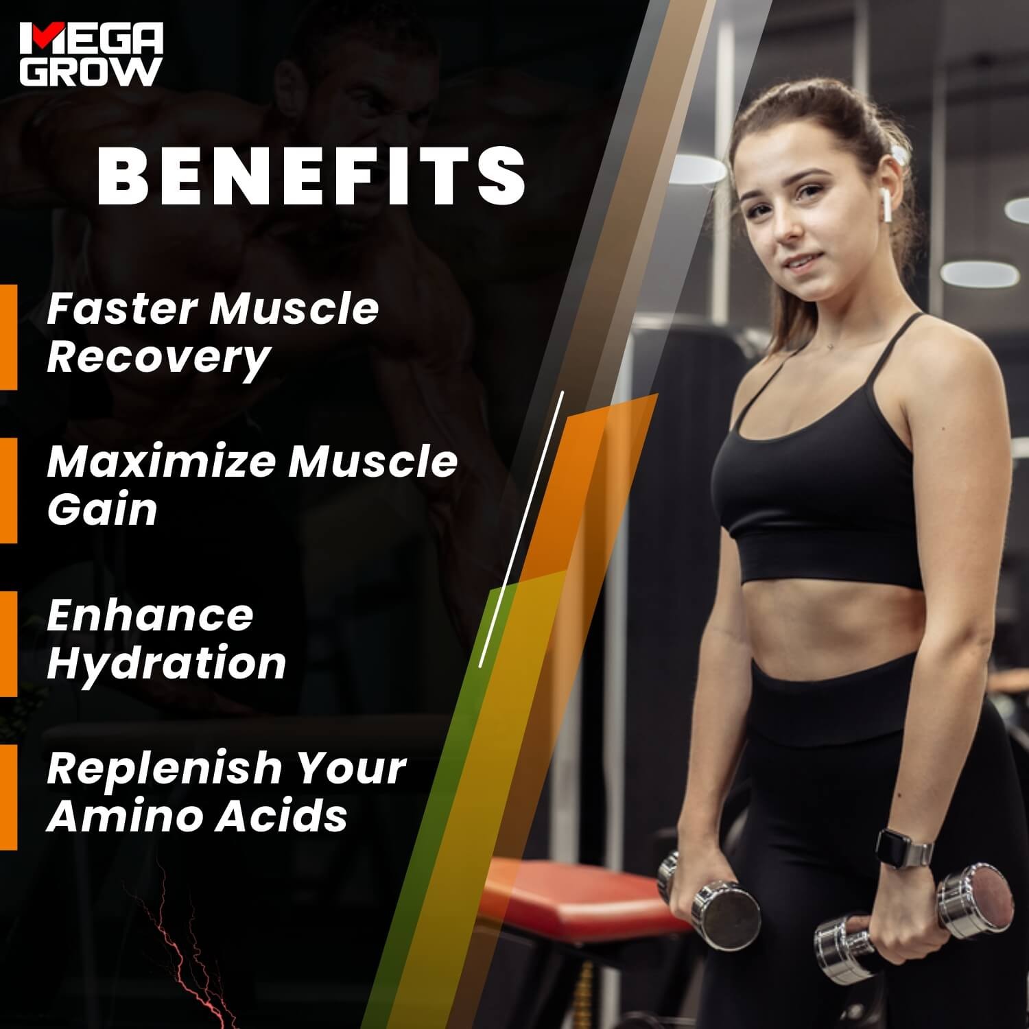 Megagrow BCAA Advance Supplement Powder Orange Flavor All Benefits