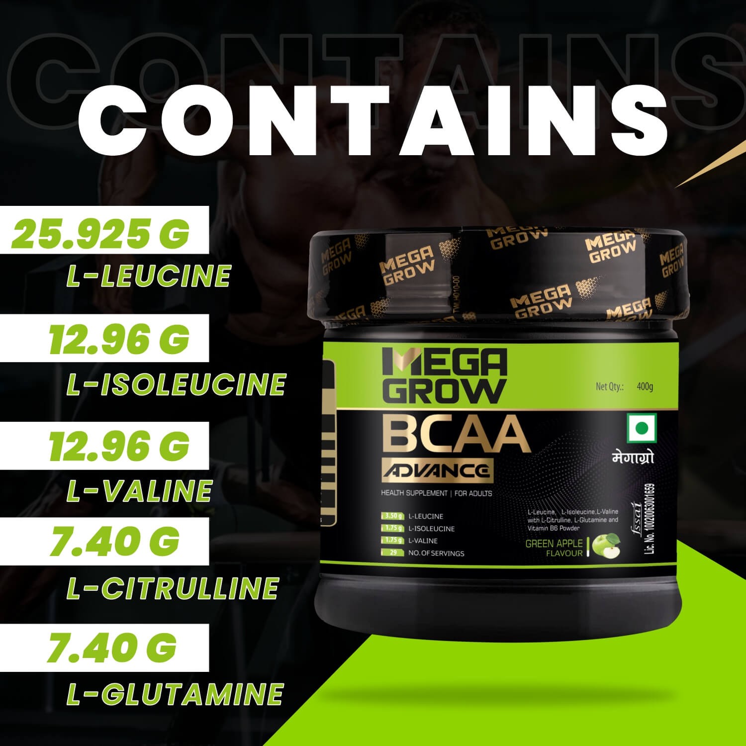 Megagrow BCAA Advance Supplement Powder  Ingredients