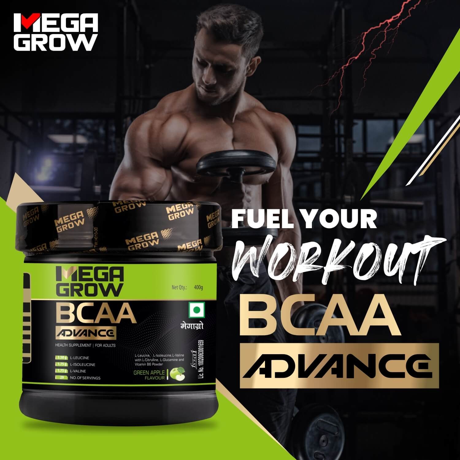 Megagrow BCAA Advance Supplement Powder  Fuel Your Workout