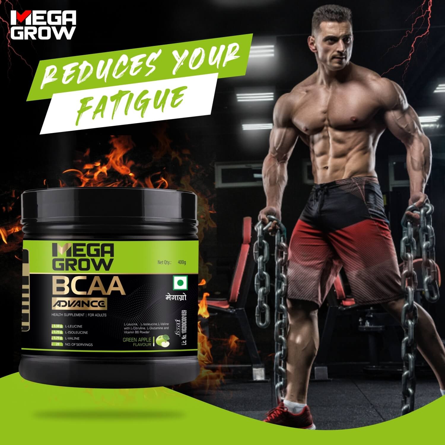 Megagrow BCAA Advance Supplement Powder Reduce Your Fatigue