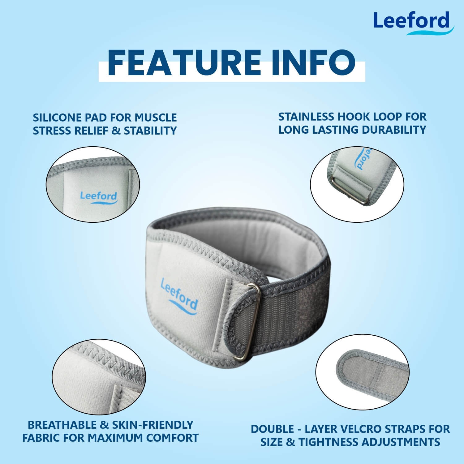 Leeford Tennis Elbow Support for Pain Relief Features
