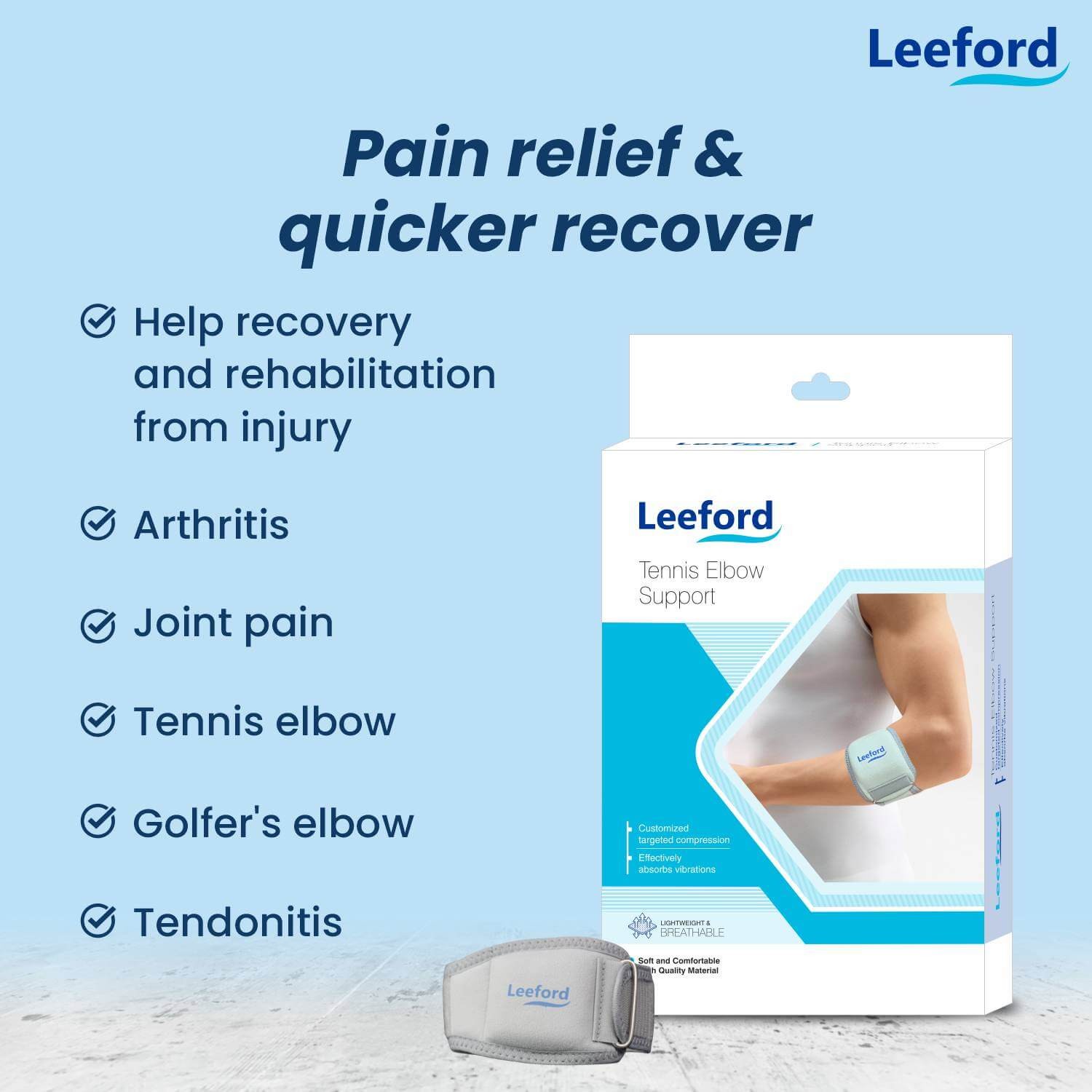 Leeford Tennis Elbow Support for Pain Relief  More Beneftis