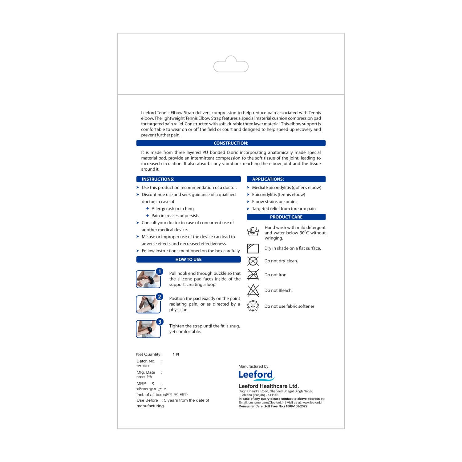 Leeford Tennis Elbow Support for Pain Relief Product Packagaing
