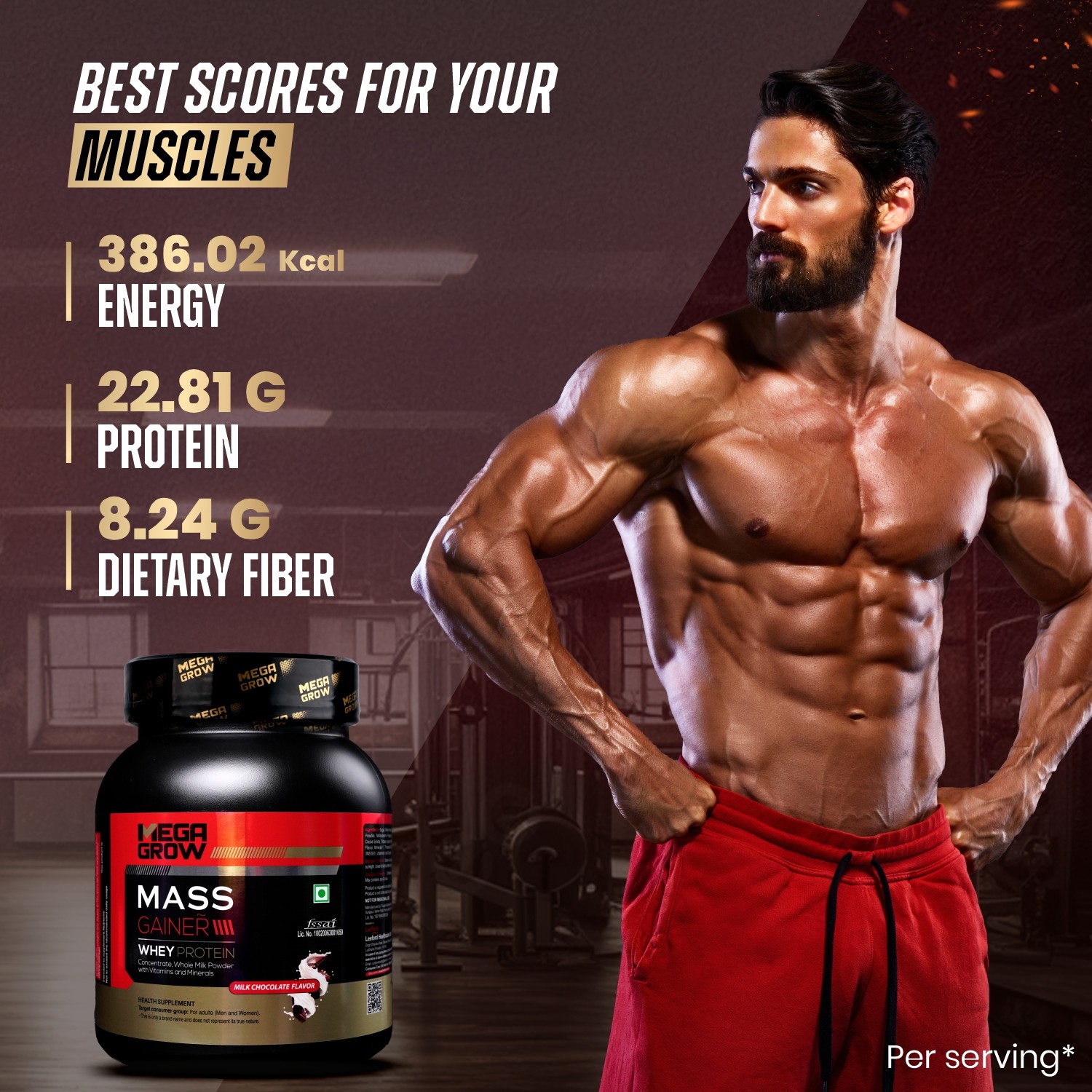 Megagrow Mass Gainer Milk Chocolate Flavour Per Serving