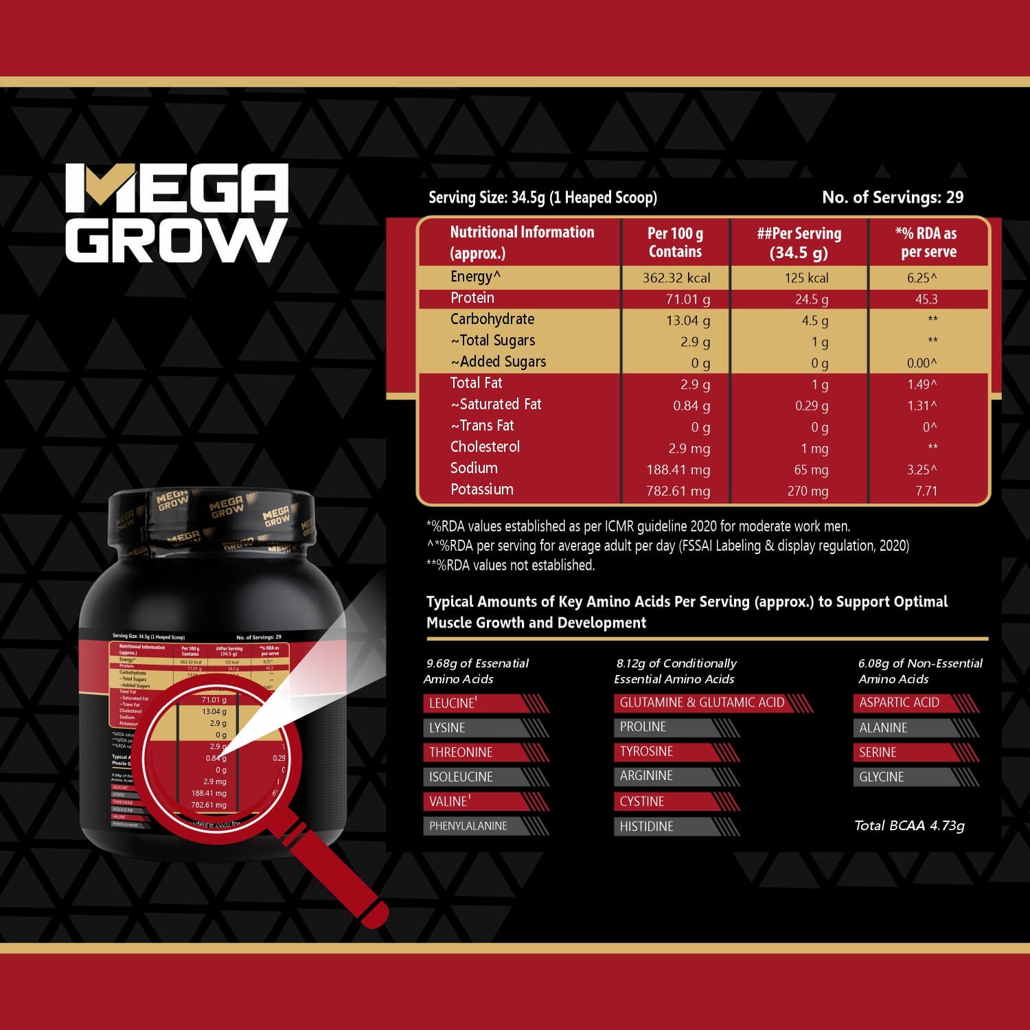 Megagrow Isolate Whey Protein Powder Chocolate Flavor  Product Packaging