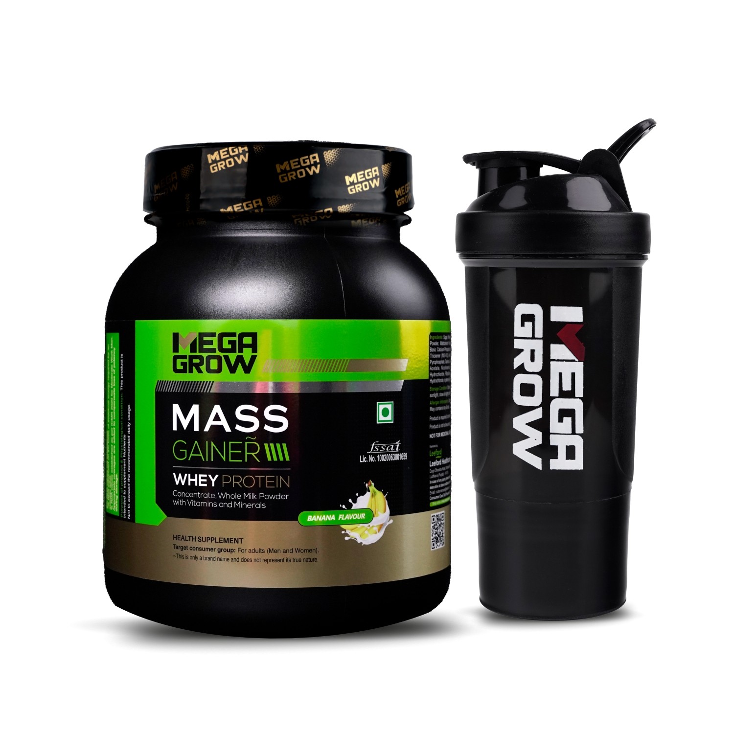 Megagrow Mass Gainer Banana Flavour With Shaker