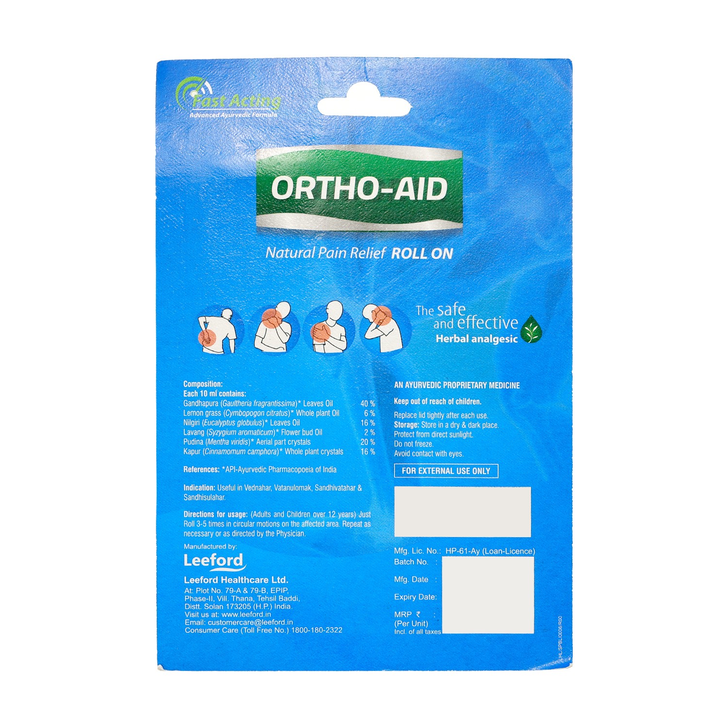 Ortho Aid Pain Relief Roll On For Back Neck Shoulder Muscle Pain details